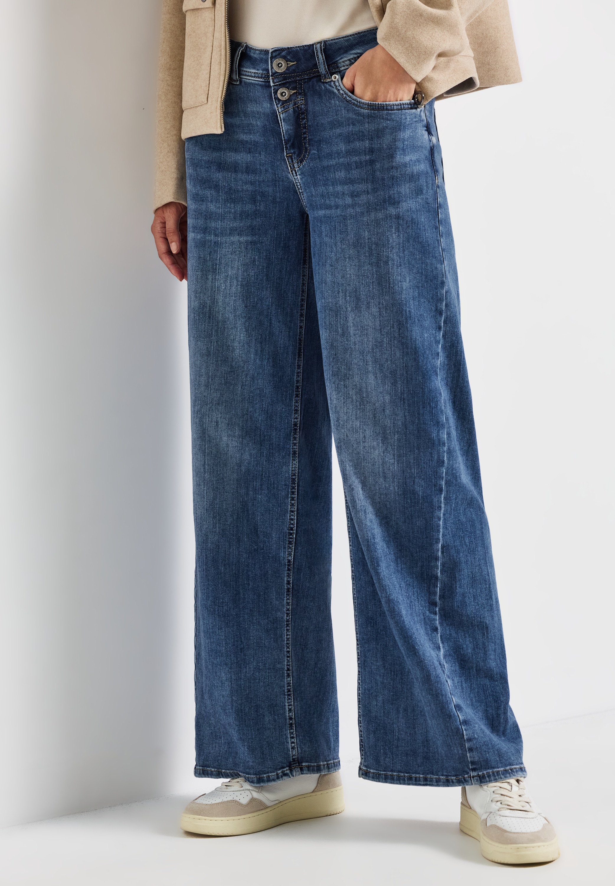 STREET ONE Weite Jeans "STYLE PALAZZO", Loose Fit, mit Stretch, 5-Pocket-St günstig online kaufen