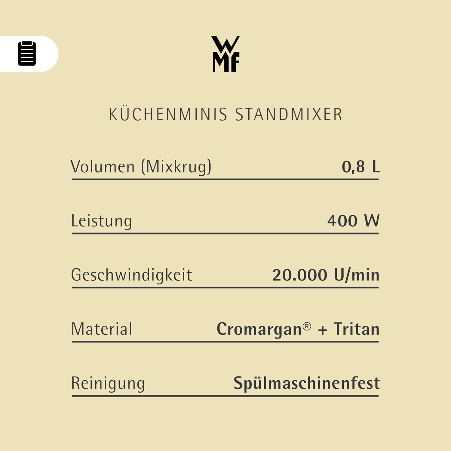 WMF Standmixer »KÜCHENminis®« 400 W 0,8 l, 5 Stufen