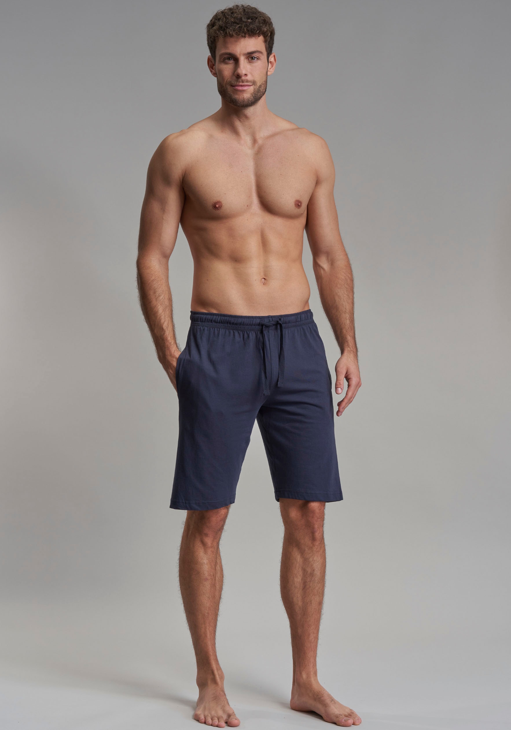 GÖTZBURG Herren Homewearhose "New York", Gr. 54, blau, Single Jersey, Obermaterial: 100% Baumwolle, unifarben, Hosen, Baumwolle, Kordelzug, bequem