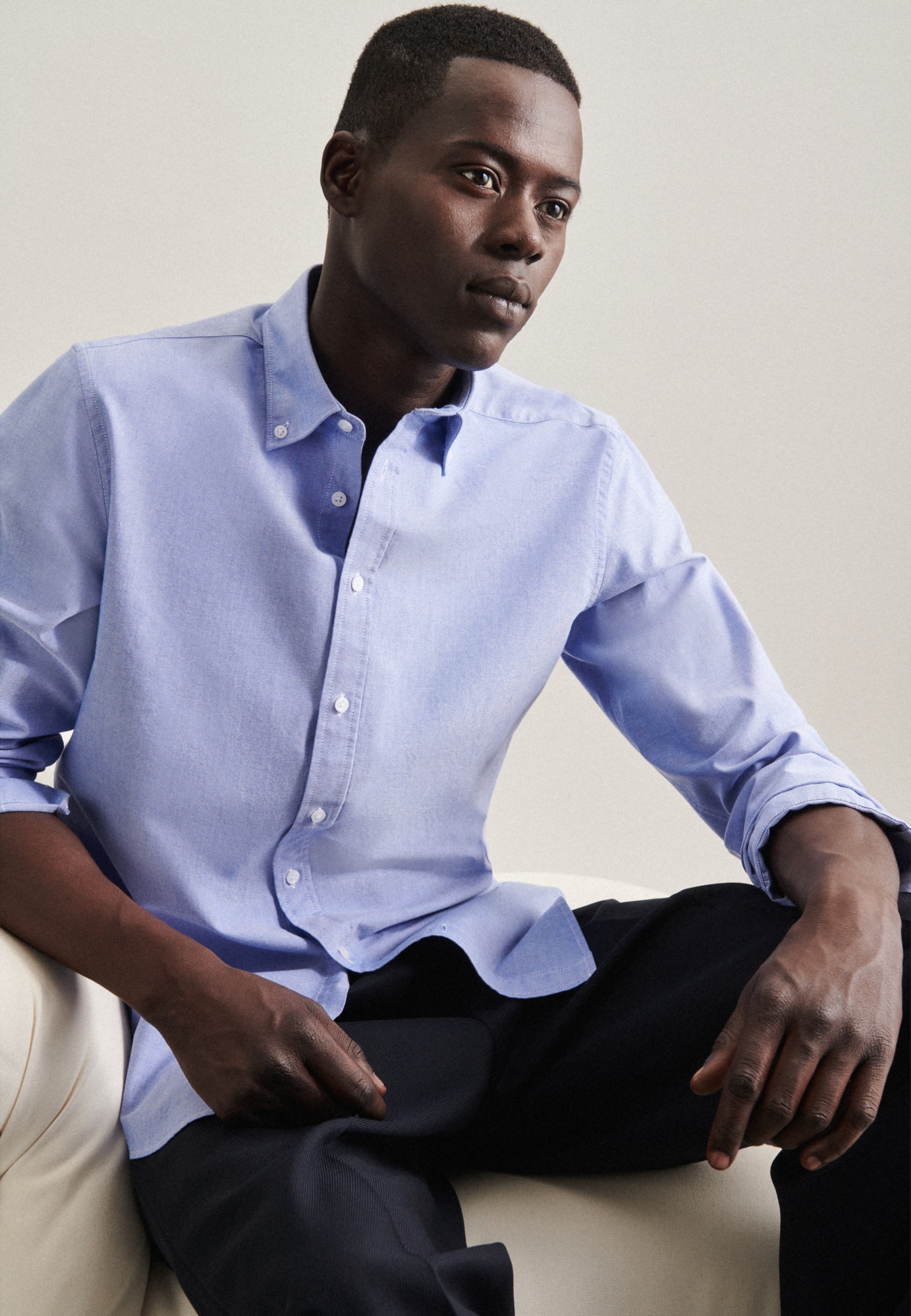 seidensticker Businesshemd »Slim«, Slim Langarm Button-Down-Kragen Uni