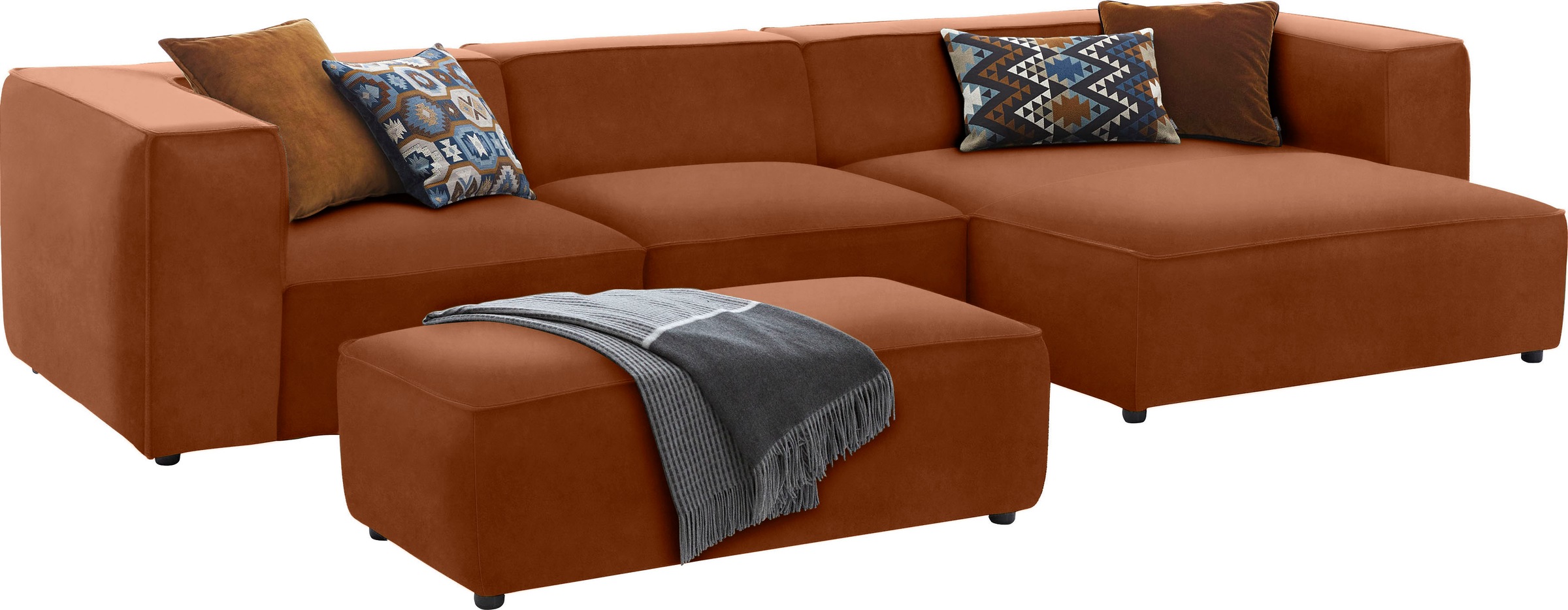 W.SCHILLIG Ecksofa »around-the-block«, mit eleganter Biese, mit Federkern, Breite 341 cm