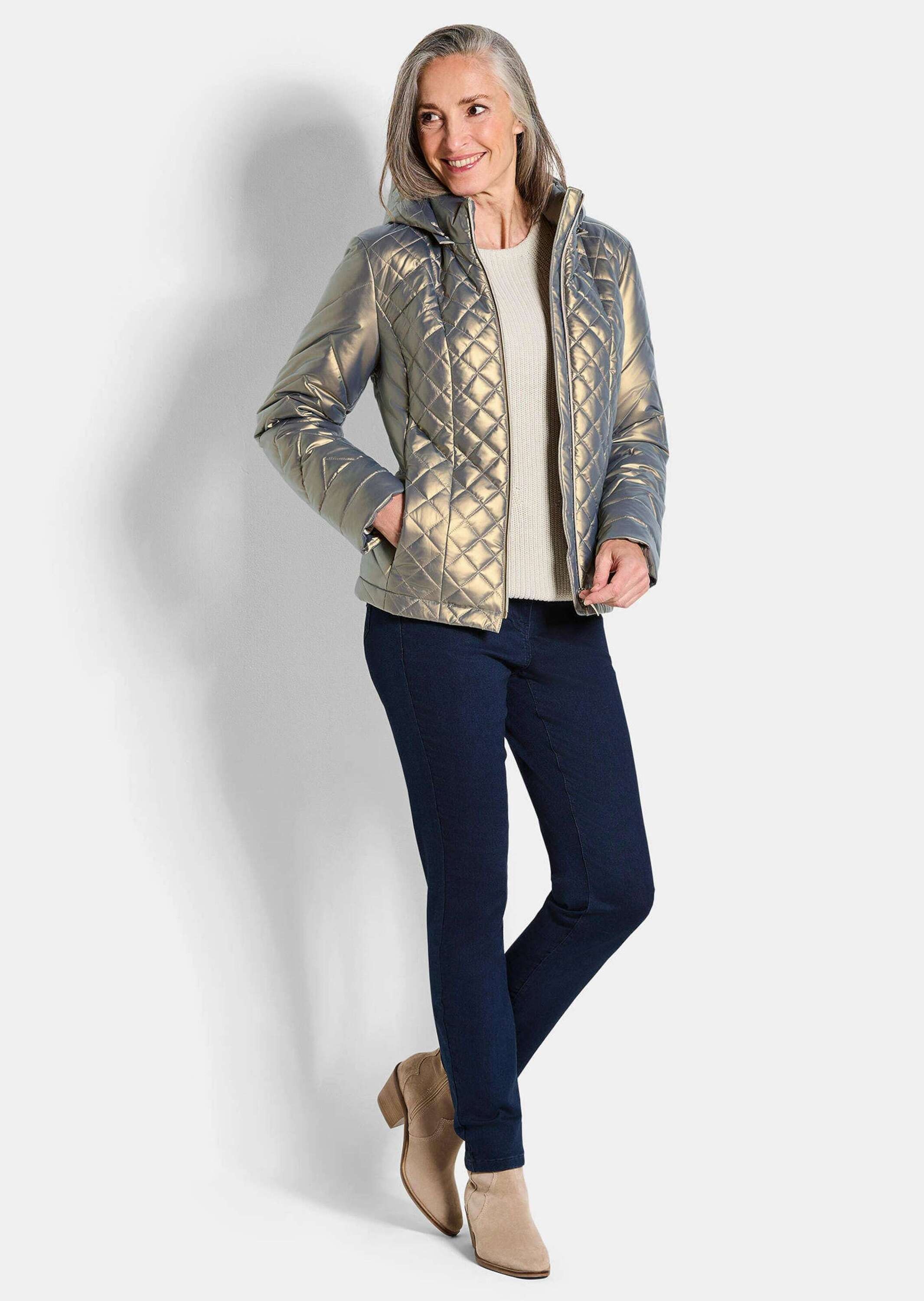GOLDNER Steppjacke "Steppjacke im Metallic-Look" abnehmbare Kapuze günstig online kaufen