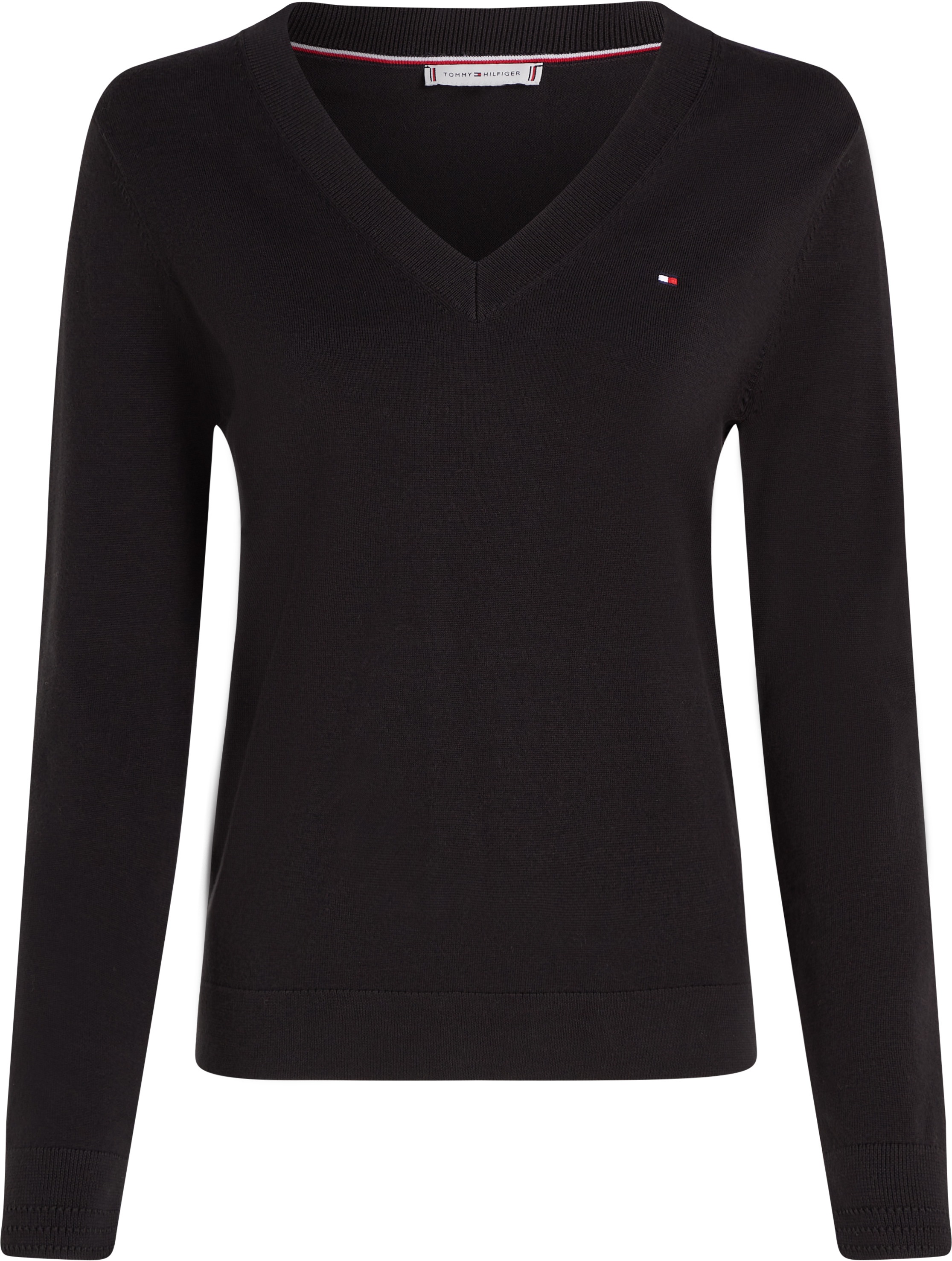 Tommy Hilfiger V-Ausschnitt-Pullover, mit Logo-Stickerei