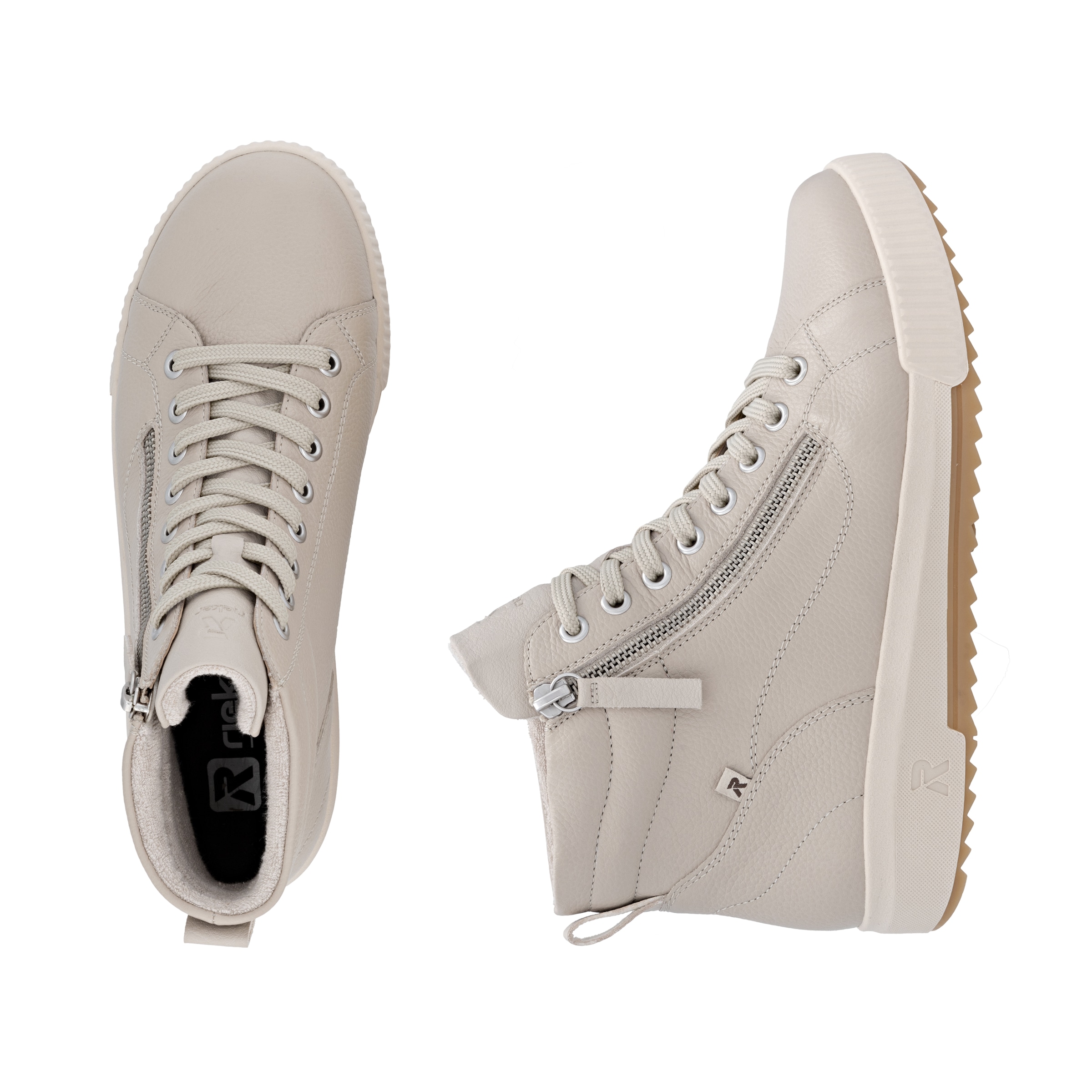 RIEKER Sport Schnürboots, Stiefelette, High Top Sneaker, Freizeitboots mit Reißverschluss