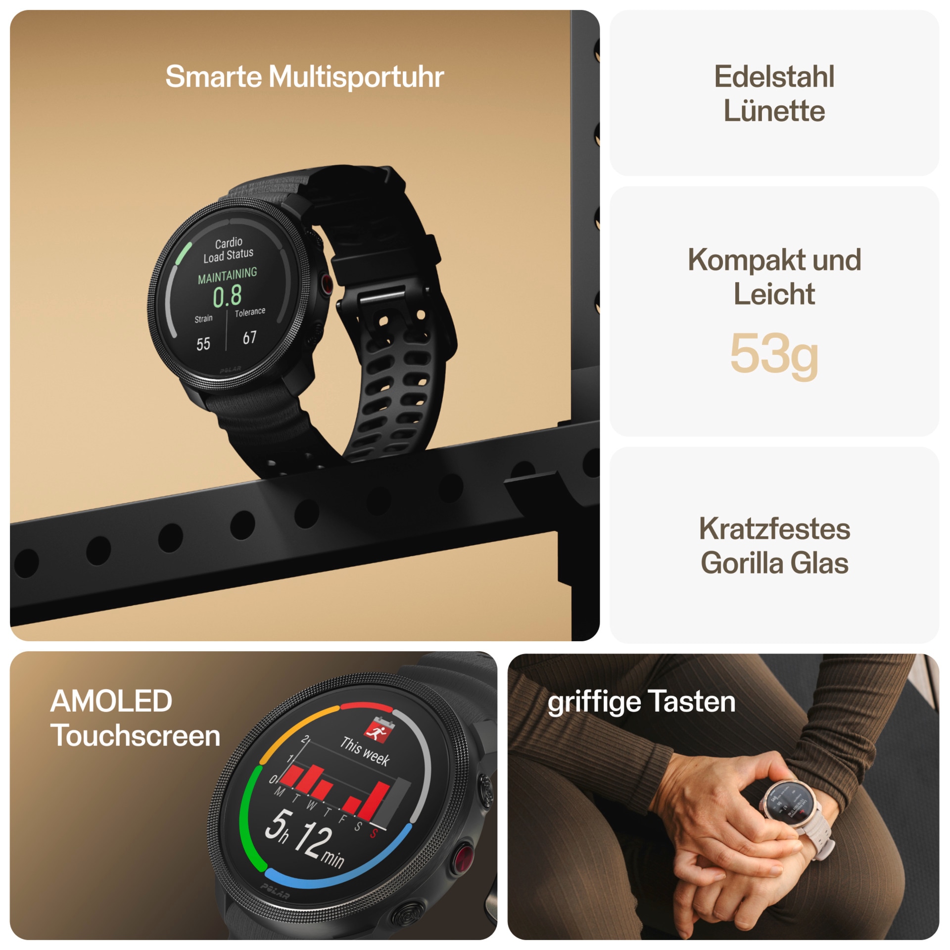 Polar Smartwatch »VANTAGE M3 S-L«, (3,3 cm / 1,28 Zoll), Proprietär, 32 GB,)