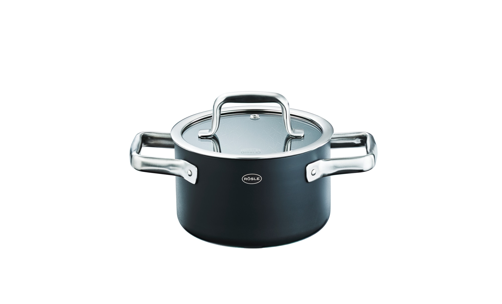 "Kochtopf RÖSLE ""Topf EBONIC, ProNero"", schwarz, B:16,5cm H:12cm L:26,5cm Ø:16cm, Töpfe, Kochtopf, für alle Herdarten geeignet, inklusive Induktion"