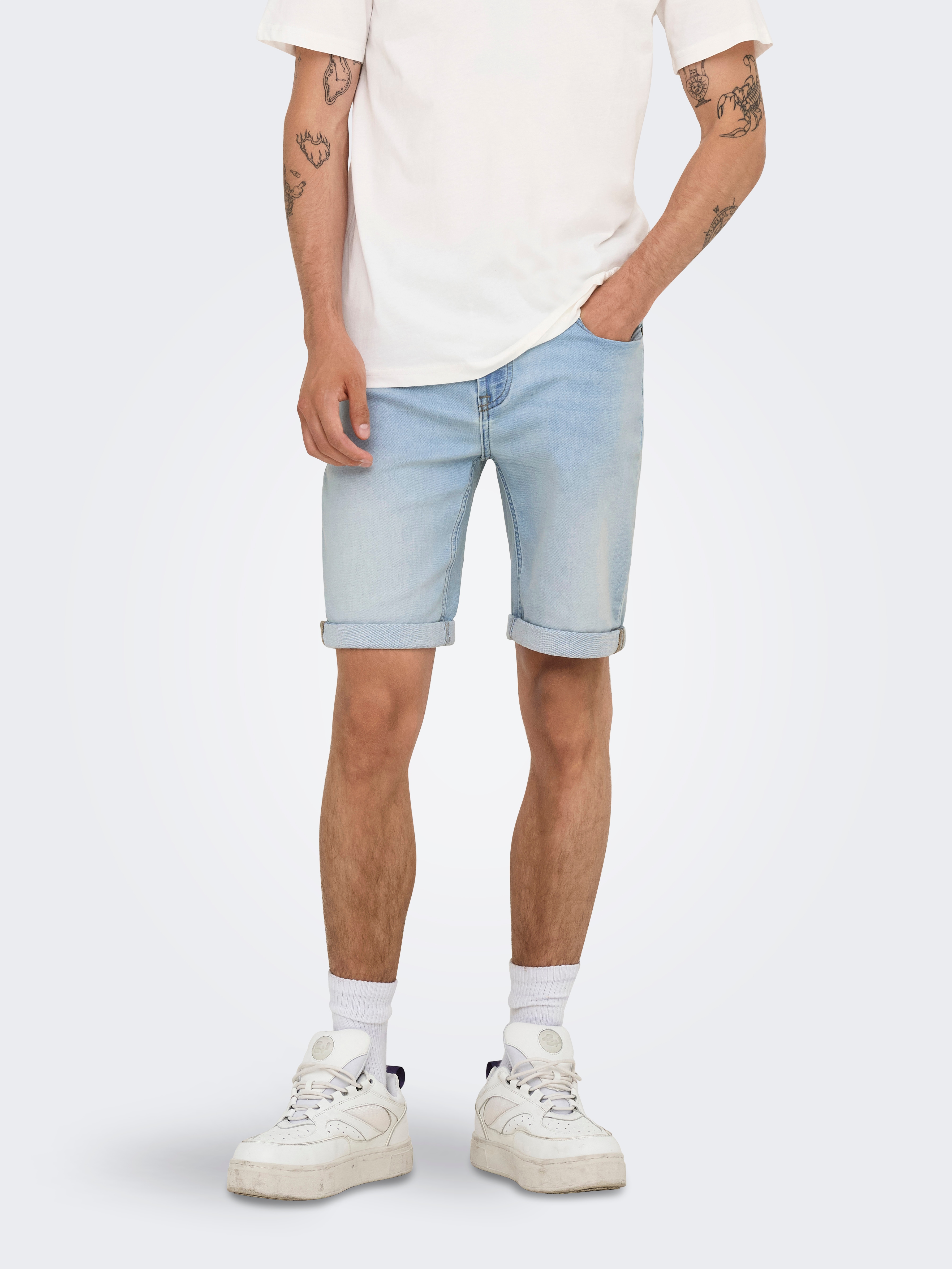 Only & Sons Jeansshorts "Onsply Jog Lbd 0023 Ana Dnm Shorts Noos" Baumwollmischung, Regular Fit