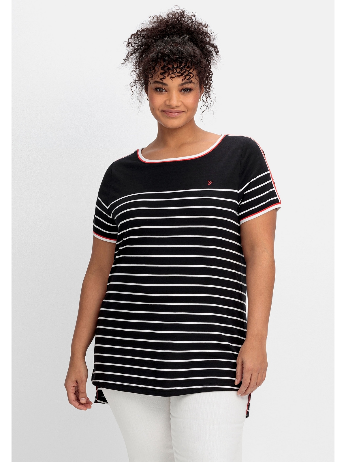 bestellen Schulter »Große Sheego | mit BAUR online Größen«, T-Shirt auf der Zierband