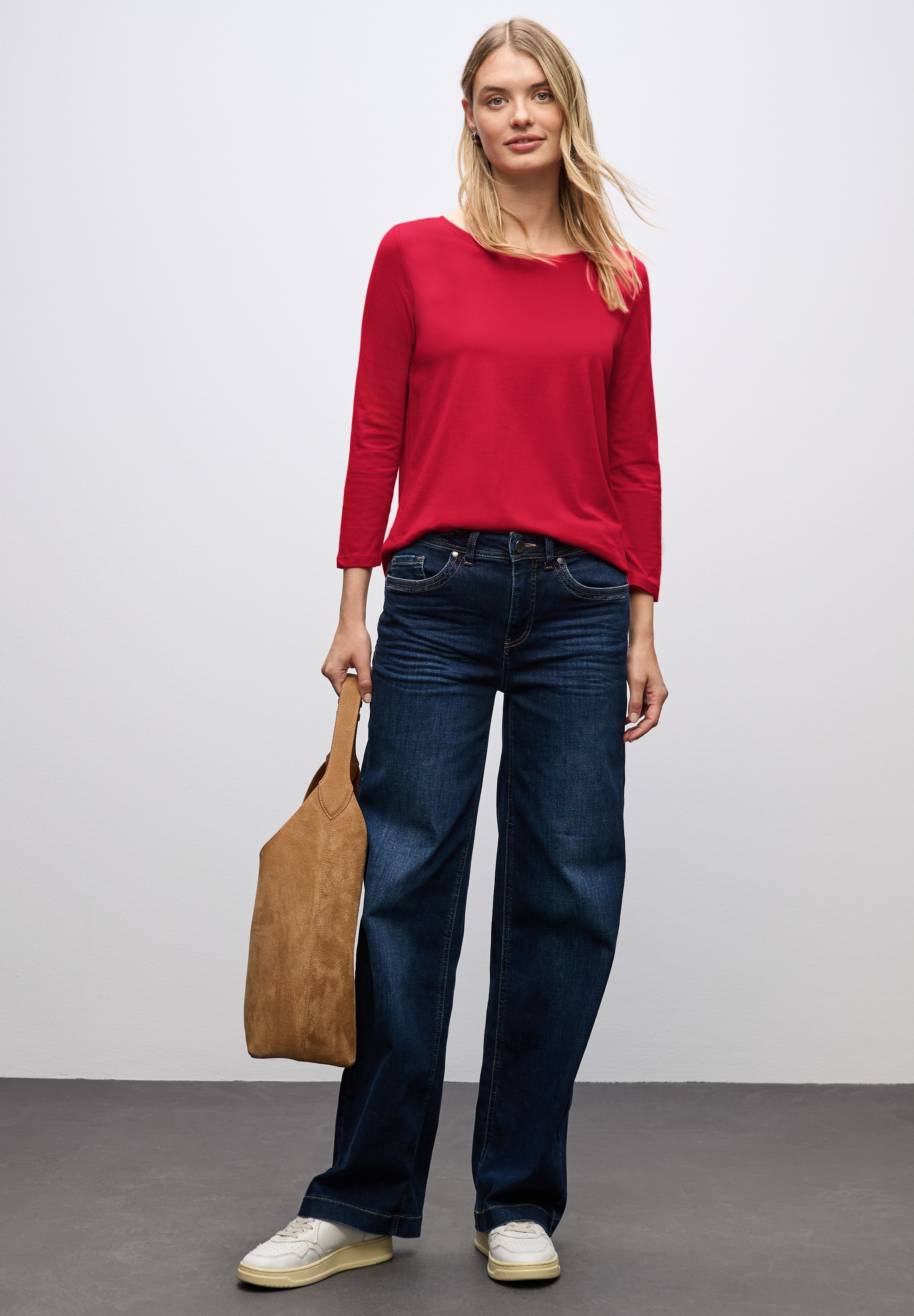 STREET ONE Langarmshirt in Unifarbe