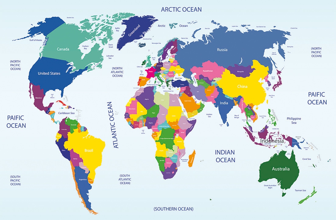 Papermoon Fototapete "Worldmap" matt