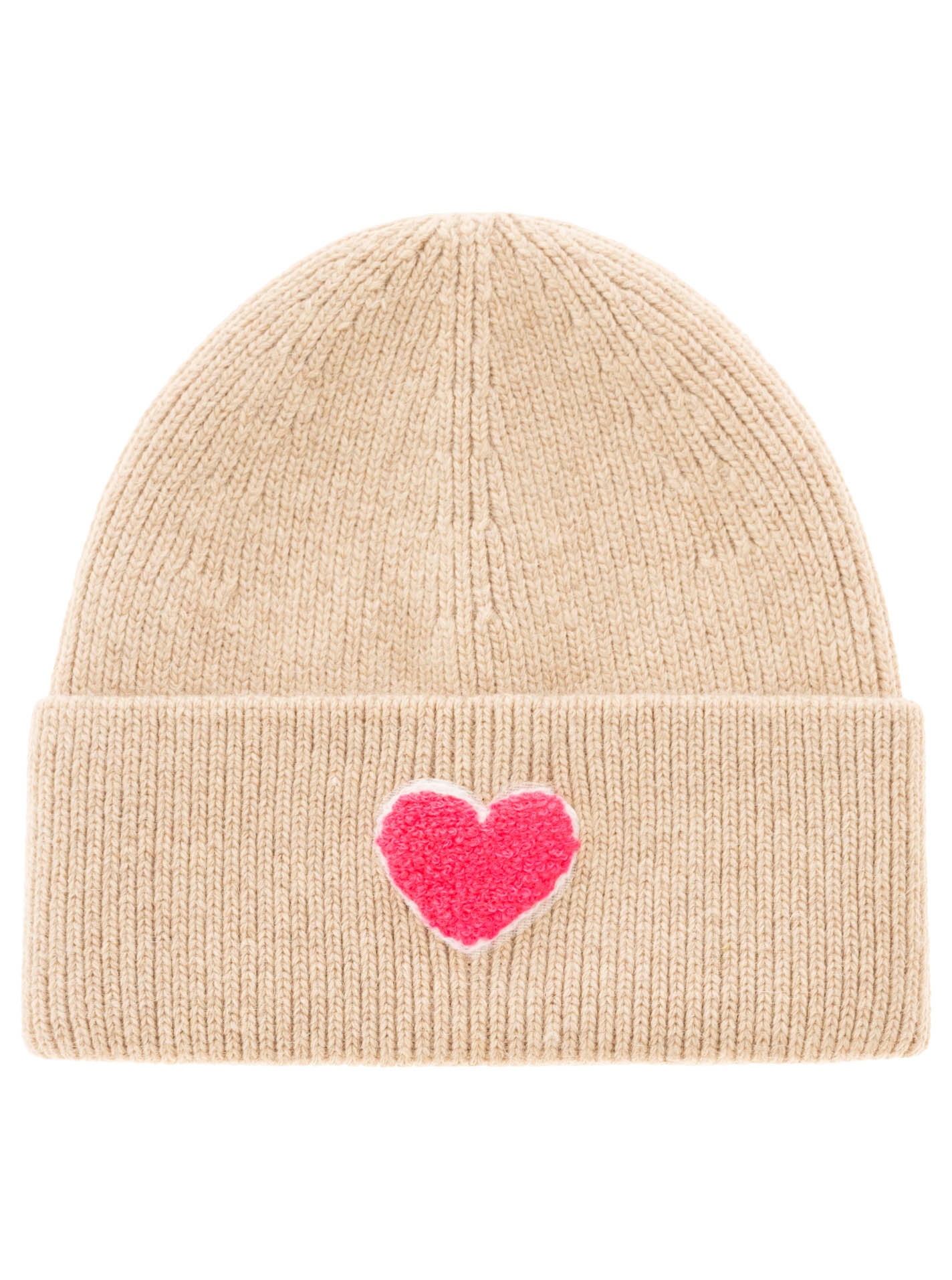 Zwillingsherz Beanie »"Heart Patch"«, Grobstrick, Herzmotiv,Wollanteil, breiter Umschlag, wärmend