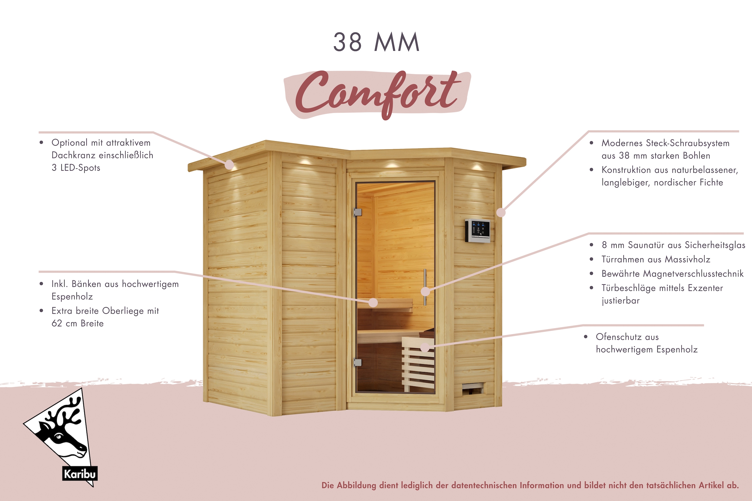 Karibu Sauna »Menja«, ohne Ofen