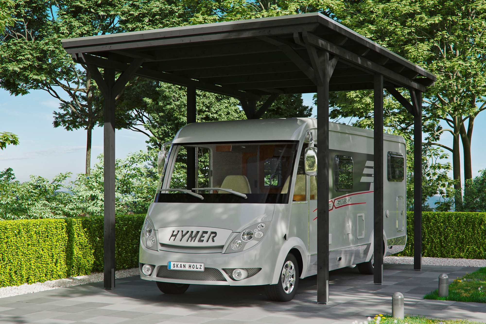 Skanholz Einzelcarport »Caravan-Emsland«, Holz, 341 cm, Anthrazit