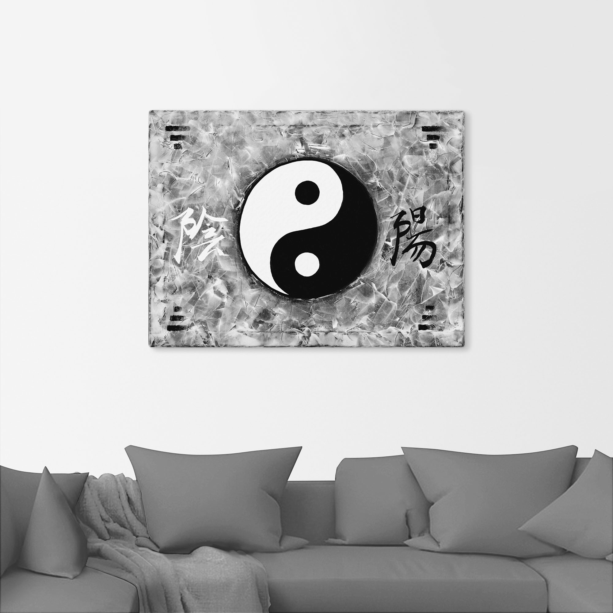 Artland Leinwandbild »Ying & Yang_sw«, Zeichen, (1 St.), auf Keilrahmen gespannt