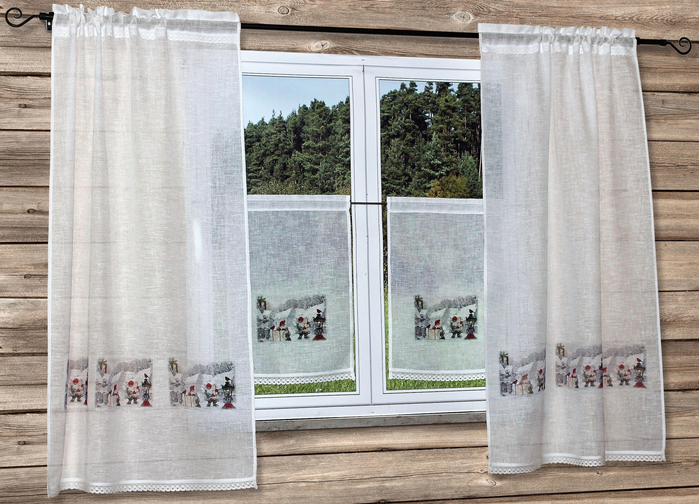 HOSSNER - ART OF HOME DECO Gardine "Wichtel" Stangendurchzug 1 Stk. tlg. we günstig online kaufen