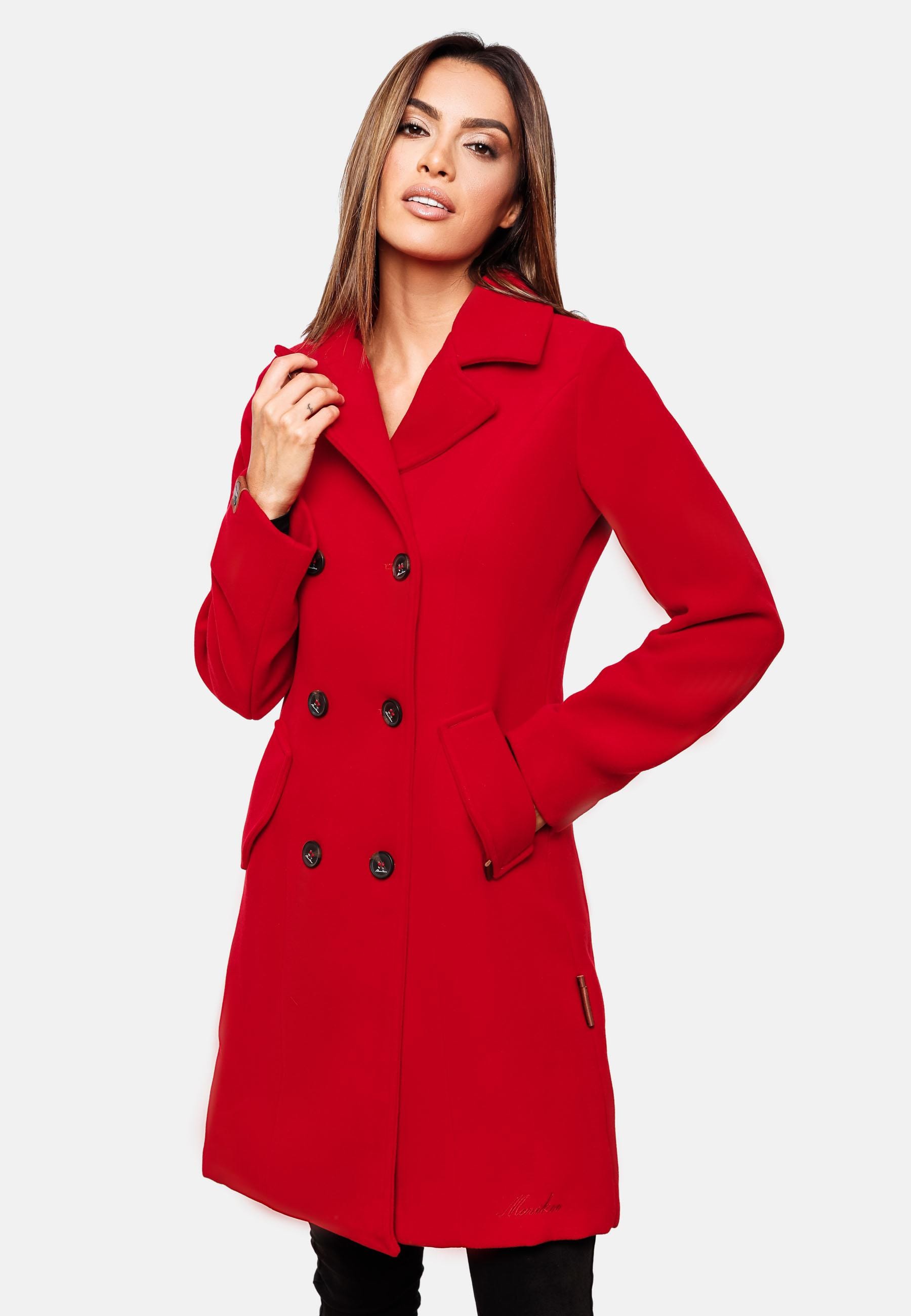 Marikoo Wollmantel »Nanakoo«, edler Damen Trenchcoat in Woll-Optik