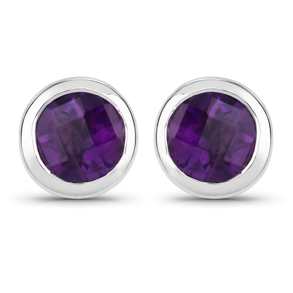 Vira Jewels Paar Ohrstecker »925-Sterling Silber rhodiniert glänzend Amethyst violett rund«