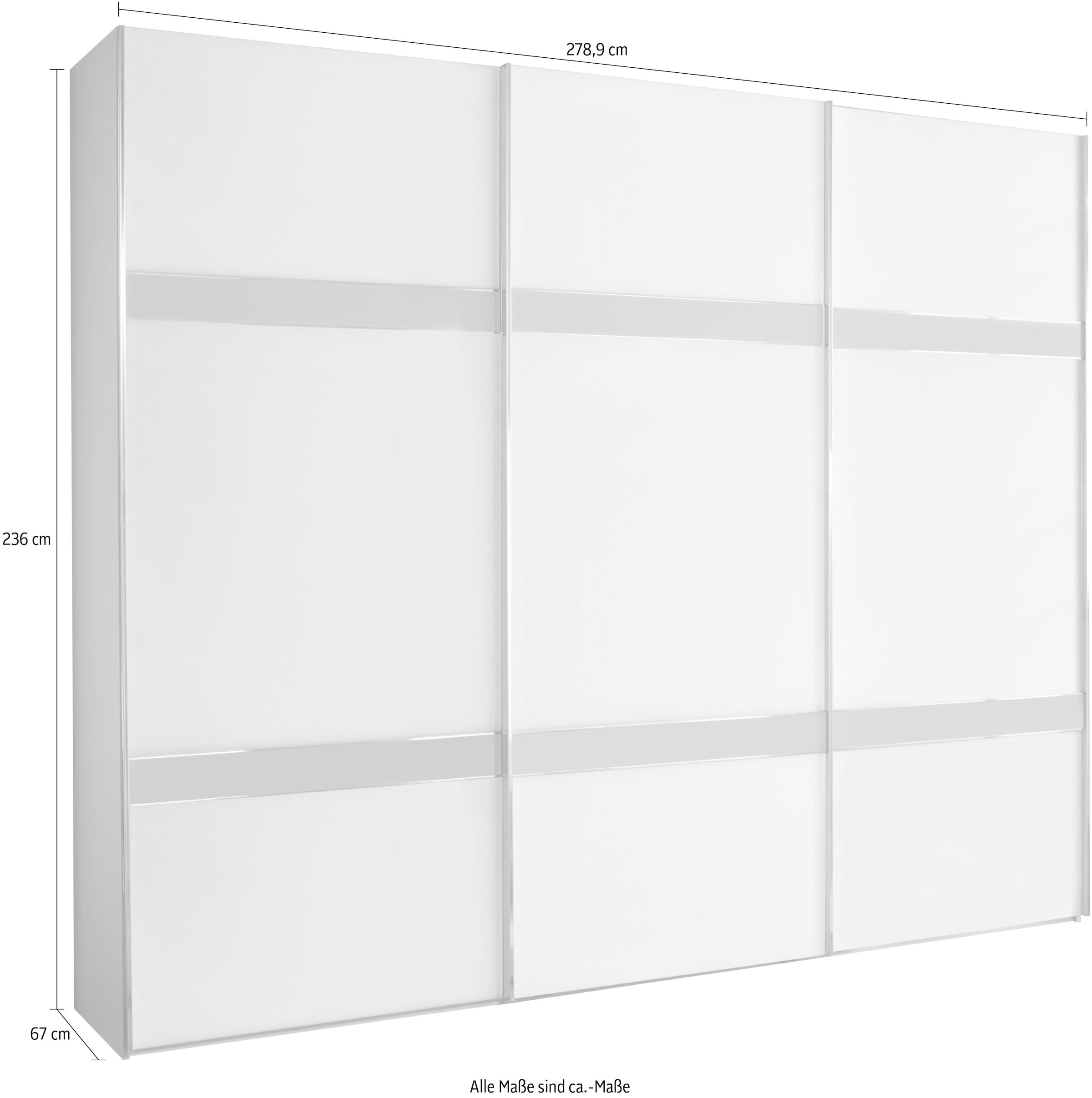 WIEMANN Schwebetürenschrank »Rialto«, hochwertige Glasfront mit Querriegeln