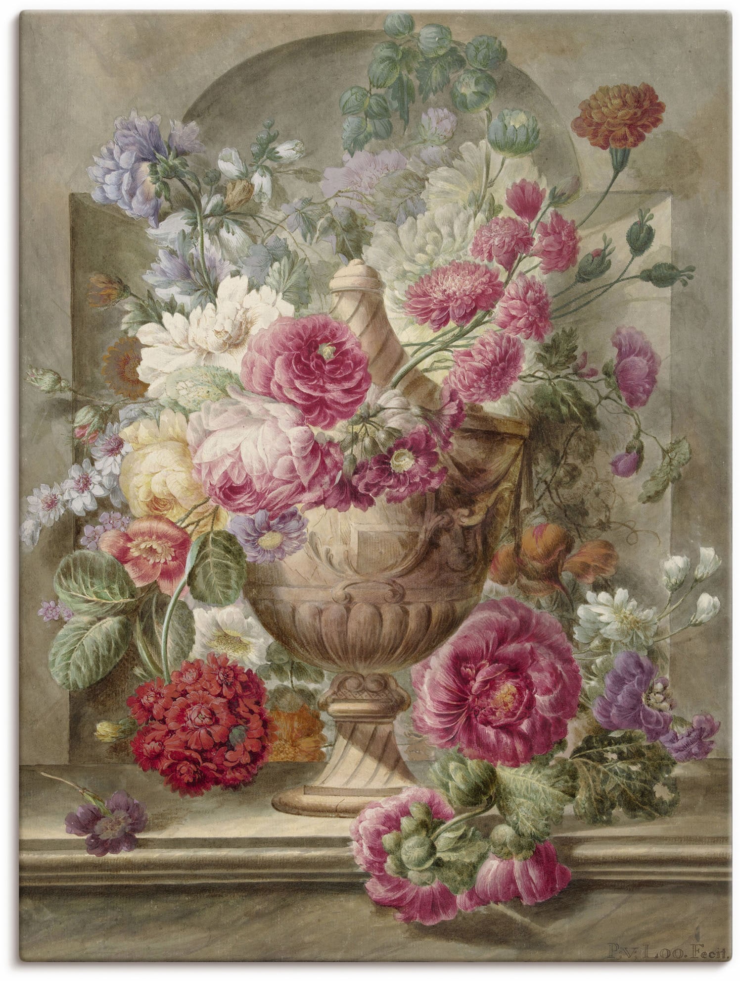 Artland Leinwandbild "Vase mit Blumen." Arrangements 1 Stk. tlg. auf Holzrahmen gespannt