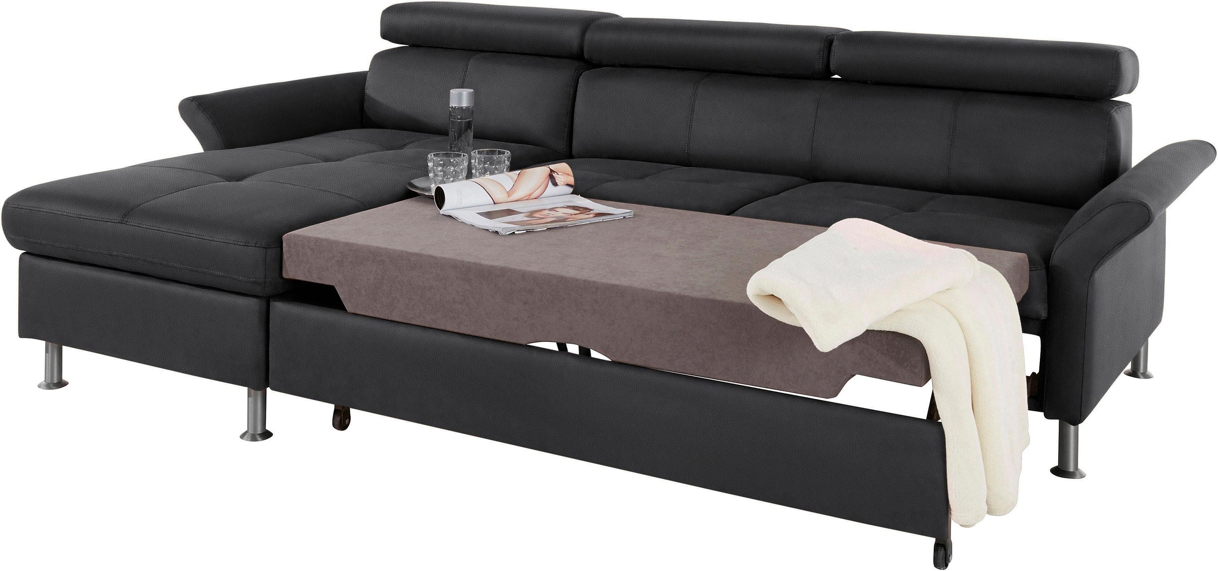 exxpo - sofa fashion Ecksofa »Maretto, bequem und komfortabel, L-Form«, inkl. Kopf- bzw. Rückenverstellung, wahlweise mit Bettfunktion