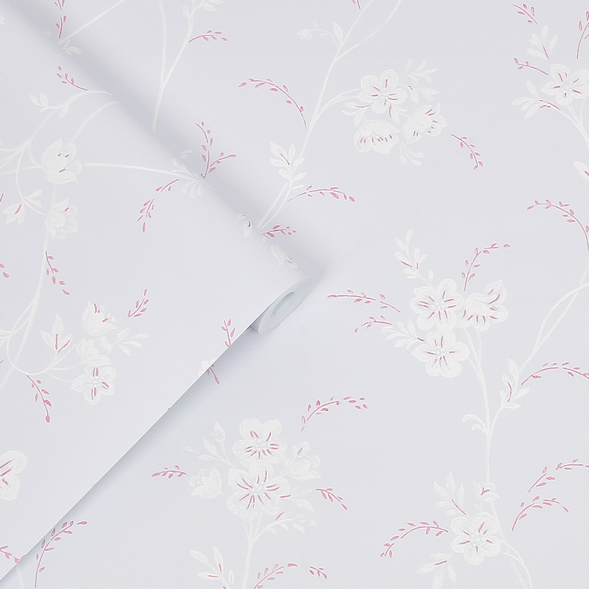 LAURA ASHLEY Vliestapete "Eva Floral Sugared Grey" floral texturiert 10mx52cm
