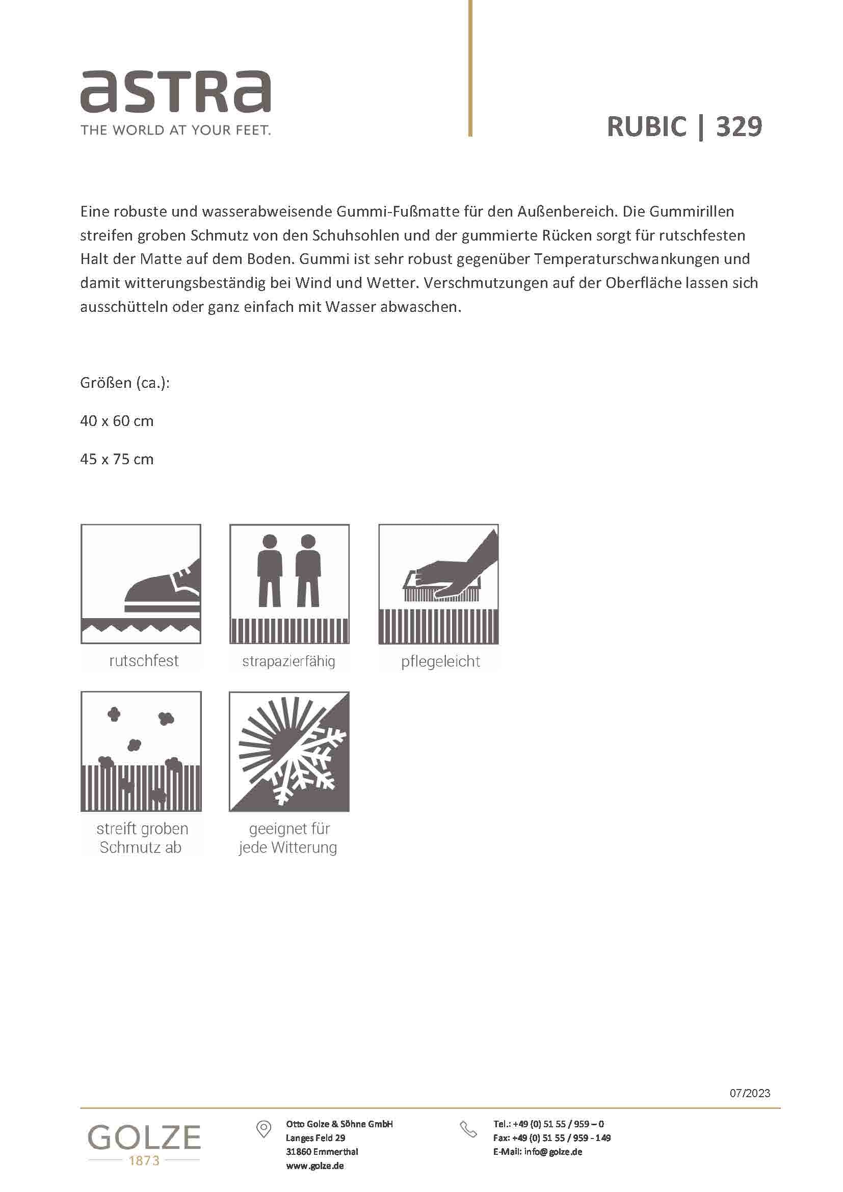 ASTRA Fußmatte »Rubic329« rechteckig 8 mm Höhe Gummi Fussmatte mit Rillen, rutschfest
