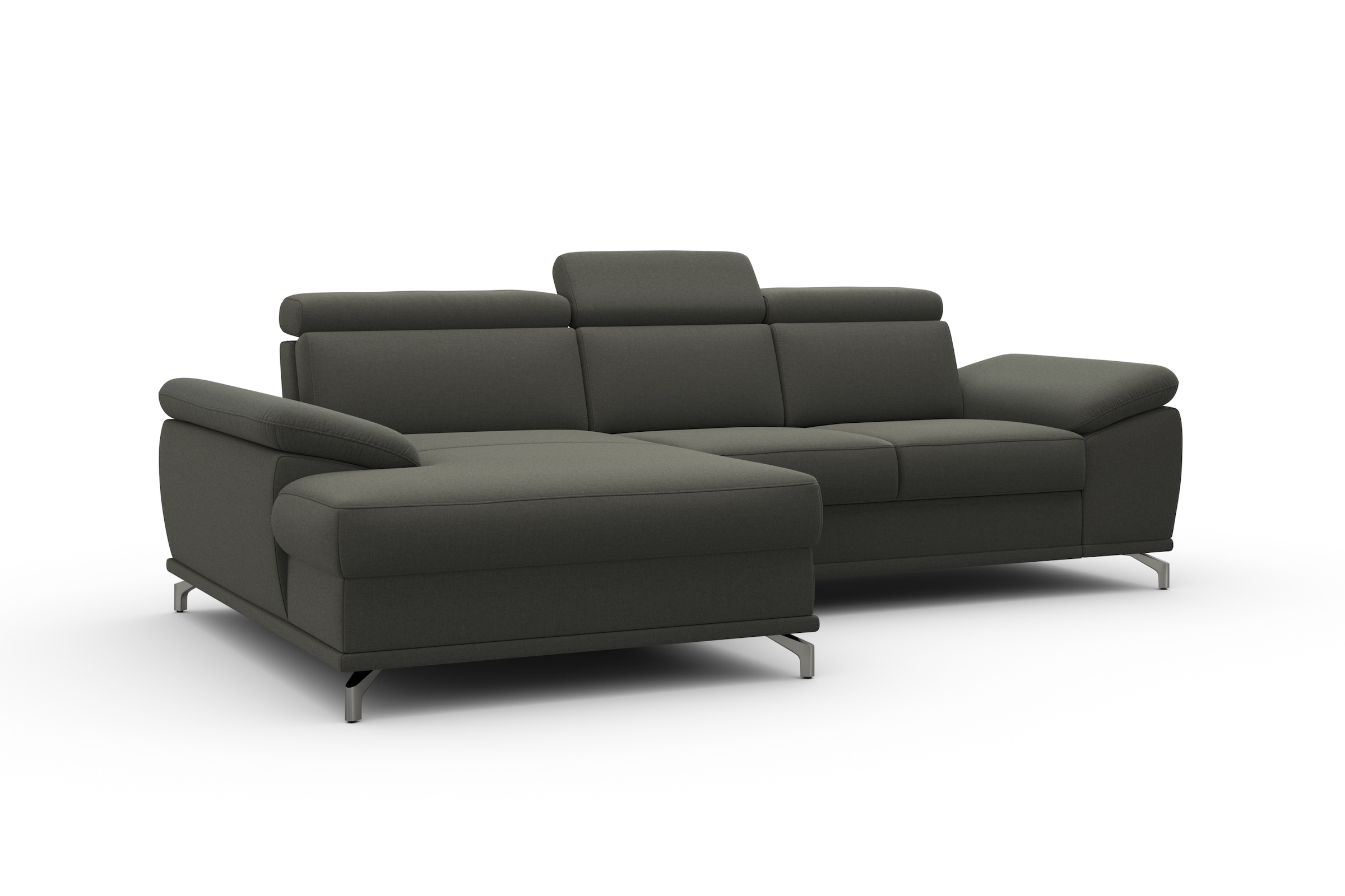 sit&more Ecksofa »Cabrio L-Form, mit Sitztiefenverstellung, Arm- und Kopfteilverstellung«, 2 Nierenkissen, Federkern, optional Bettfunktion und Stauraum