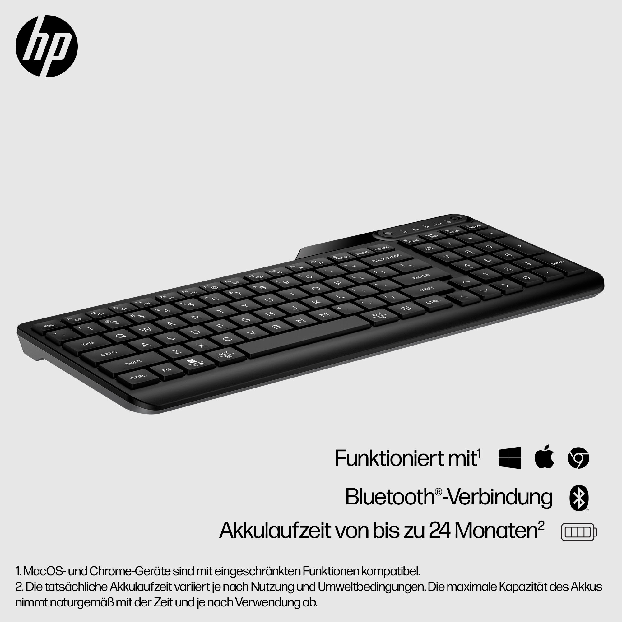 HP Wireless-Tastatur »460«, (Fn-Tasten-Ziffernblock-Windows-Sperrtaste)