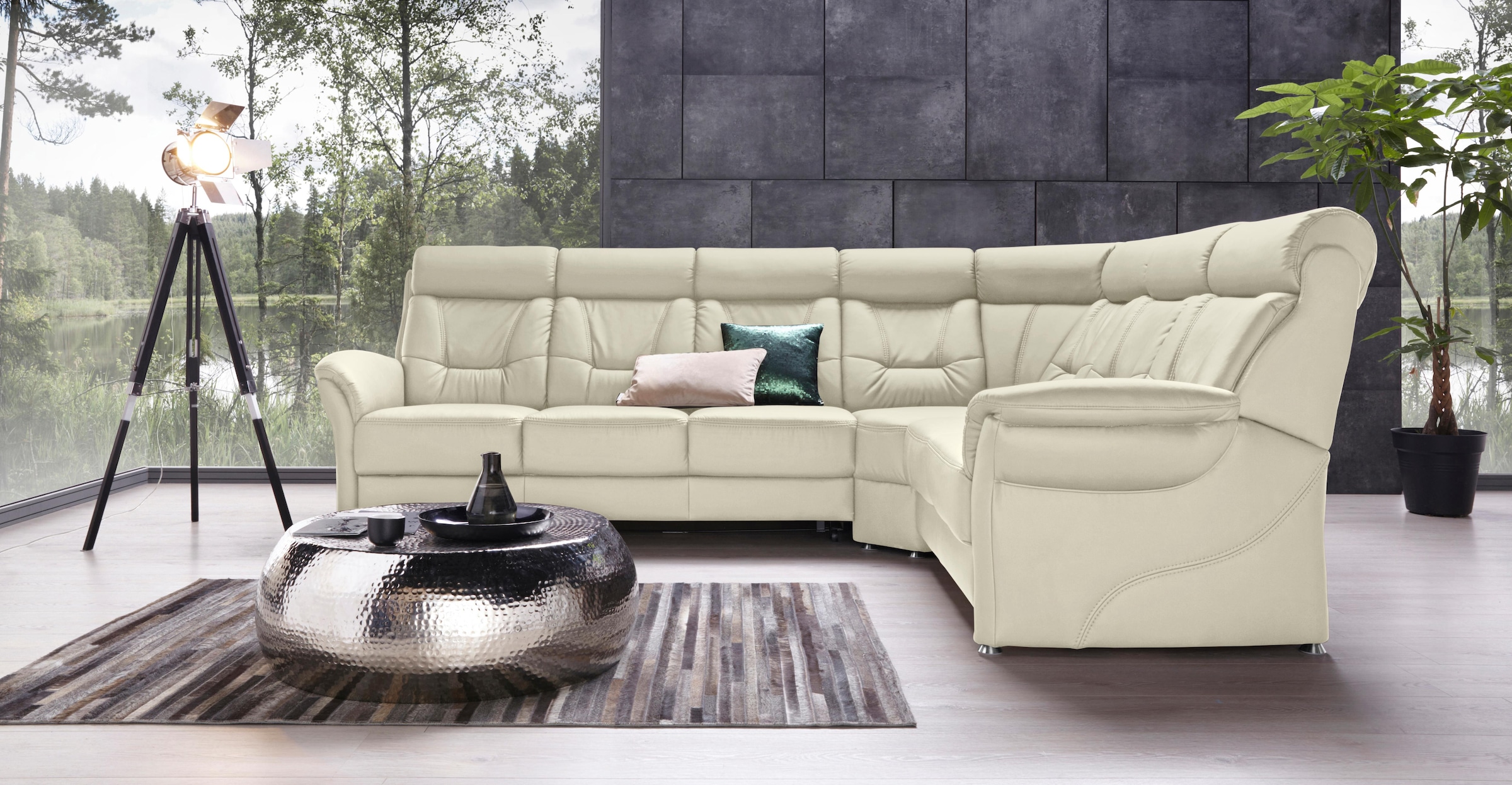 Places of Style Ecksofa »Sardinien L-Form«, mit Kopfteilverstellung, wahlweise mit Bettfunktion