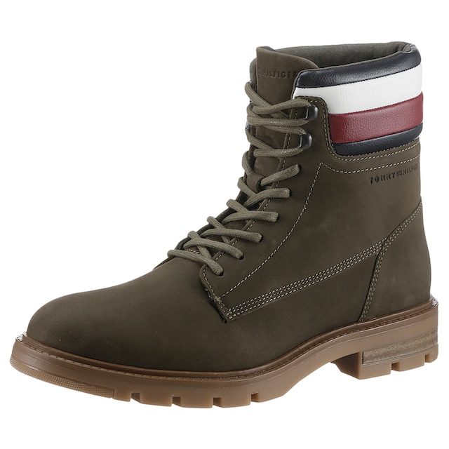 Tommy Hilfiger Schnürboots »CORPORATE HILFIGER NUBUCK BOOT«, mit Streifen  am gepolsterten Schaftrand online kaufen | BAUR