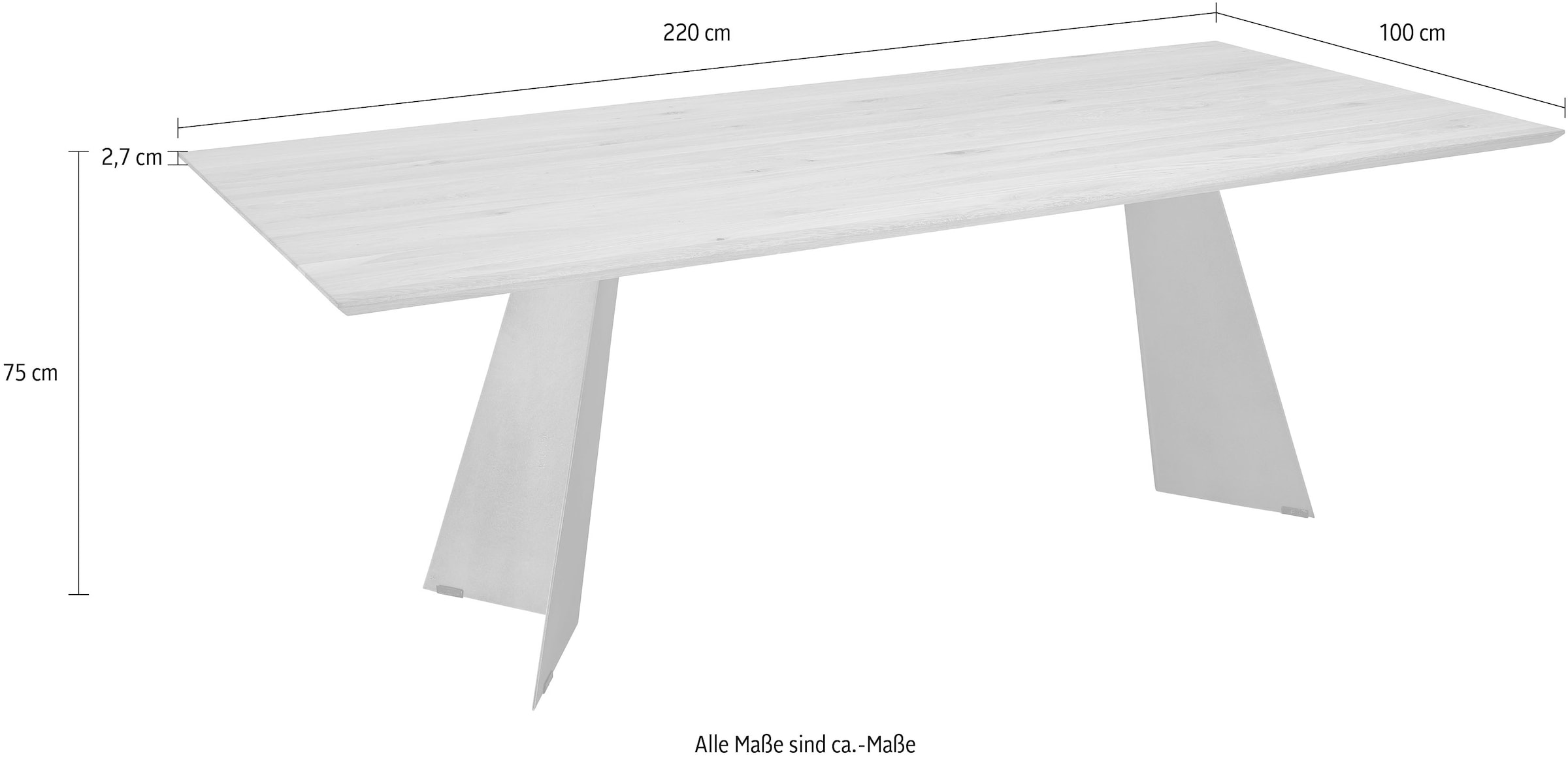 K+W Komfort & Wohnen Esstisch »5252«, Wildeiche natur oder bianco, Untergestell in Metall, 3 Breiten wählbar