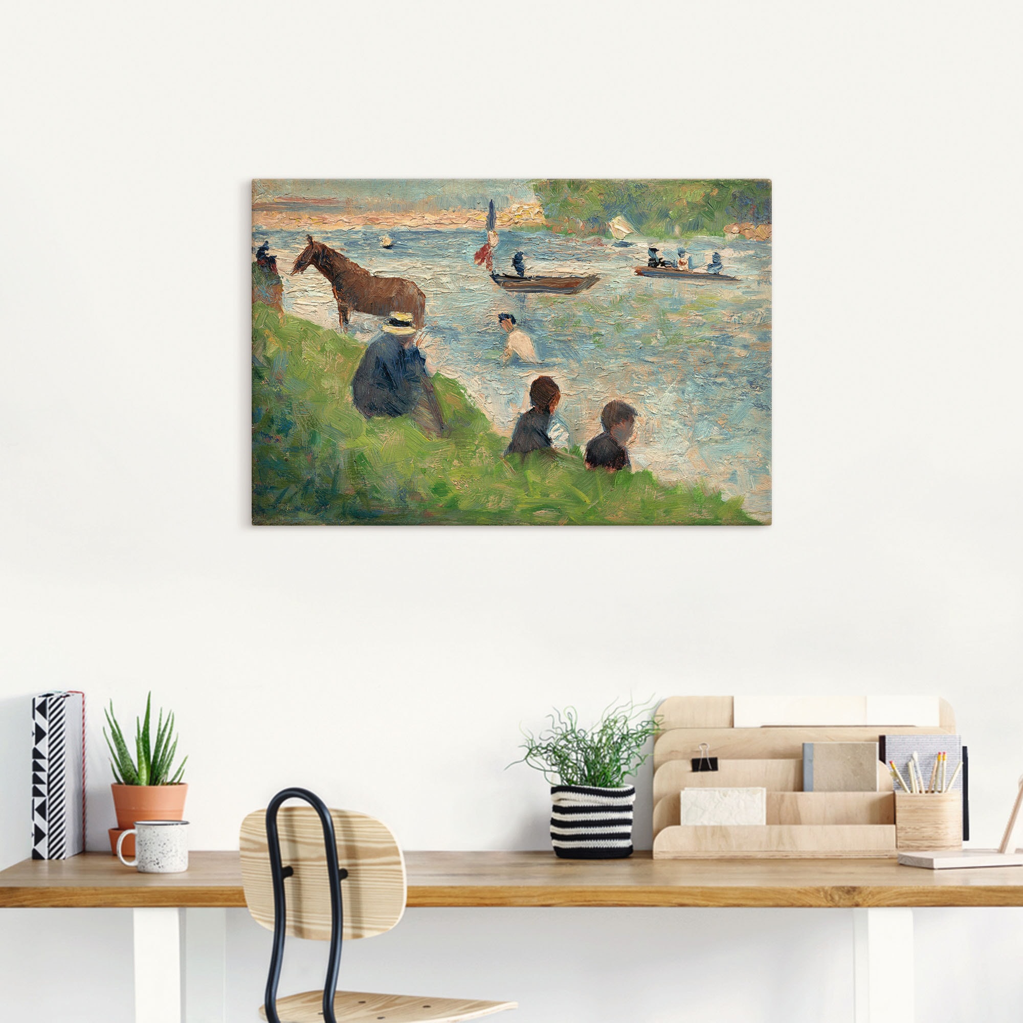 Artland Wandbild »Pferd und Boote. 1883/84«, Gruppen & Familien, (1 St.), als Alubild, Leinwandbild, Wandaufkleber oder Poster in versch. Größen