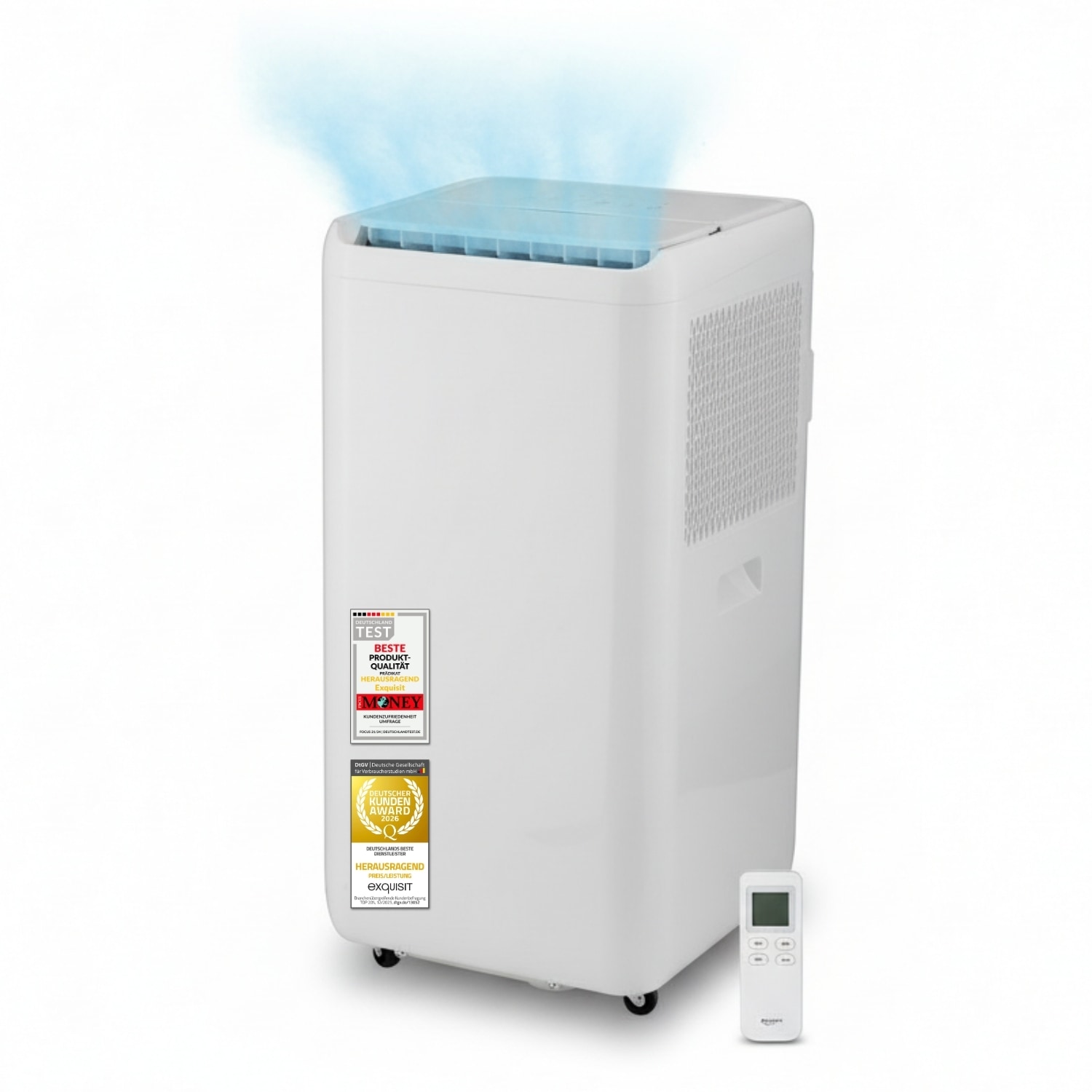 exquisit 4-in-1-Klimagerät »CM 31200 we, für Räume bis zu 23m²« Ganzjähriger Komfort mit Kühlen, Heizen, Entfeuchten und Lüften