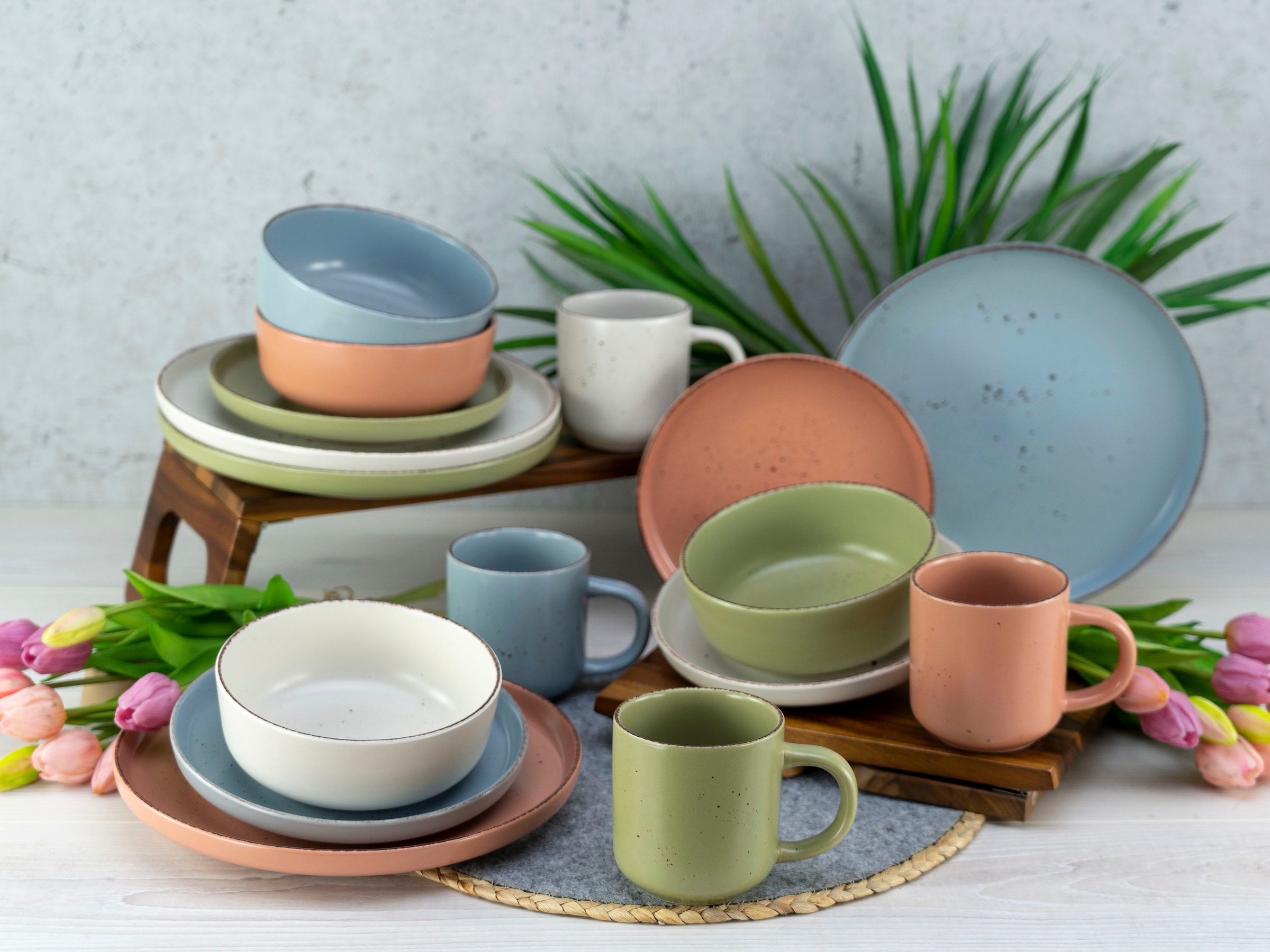CreaTable Kombiservice »Geschirr-Set Nordic«, (Set, 16 tlg., Kaffeeservice und Tafelservice im Set, für 4 Personen), Service, skandinavischer Life Style, 16 Teile, für 4 Personen