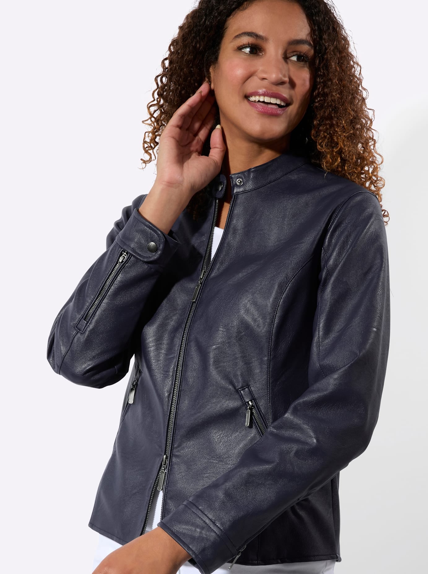 Inspirationen Lederimitatjacke ohne Kapuze