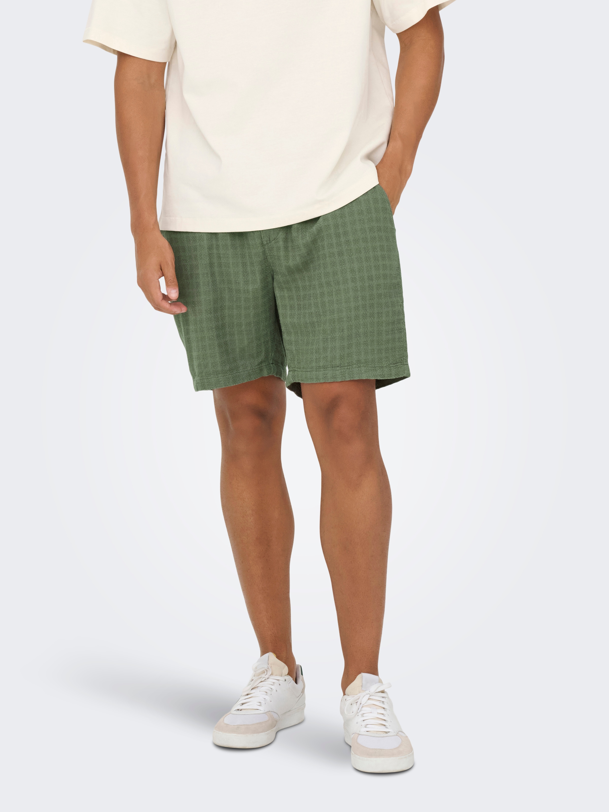 ONLY & SONS Shorts "ONSTEL LINEN LATHAM 0257 SHORTS" Viskose/Leinen, gerade geschnitten