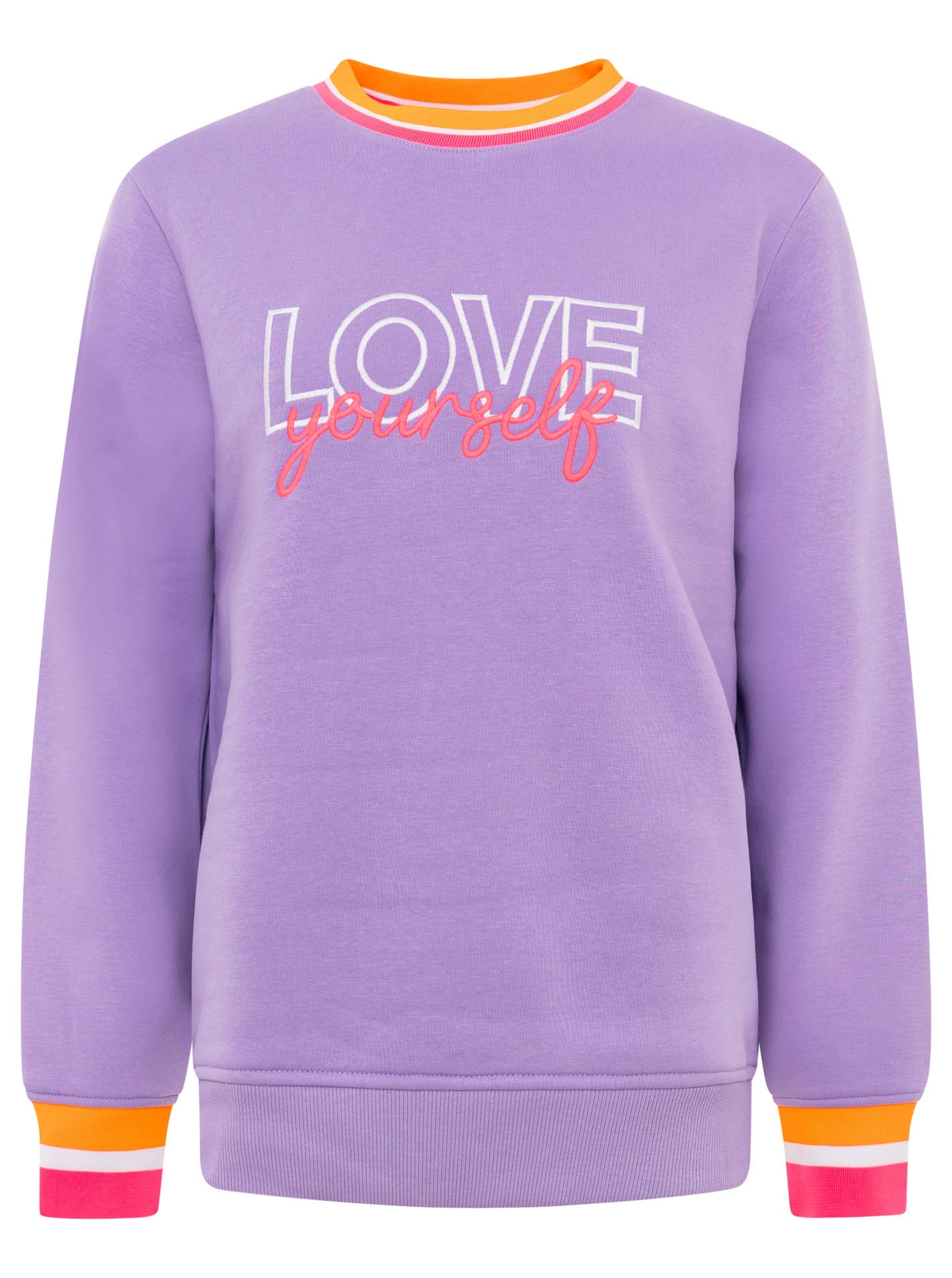Zwillingsherz Hoodie ""Love Yourself"", Rundhals, gestreifte Neon-Bündchen, günstig online kaufen
