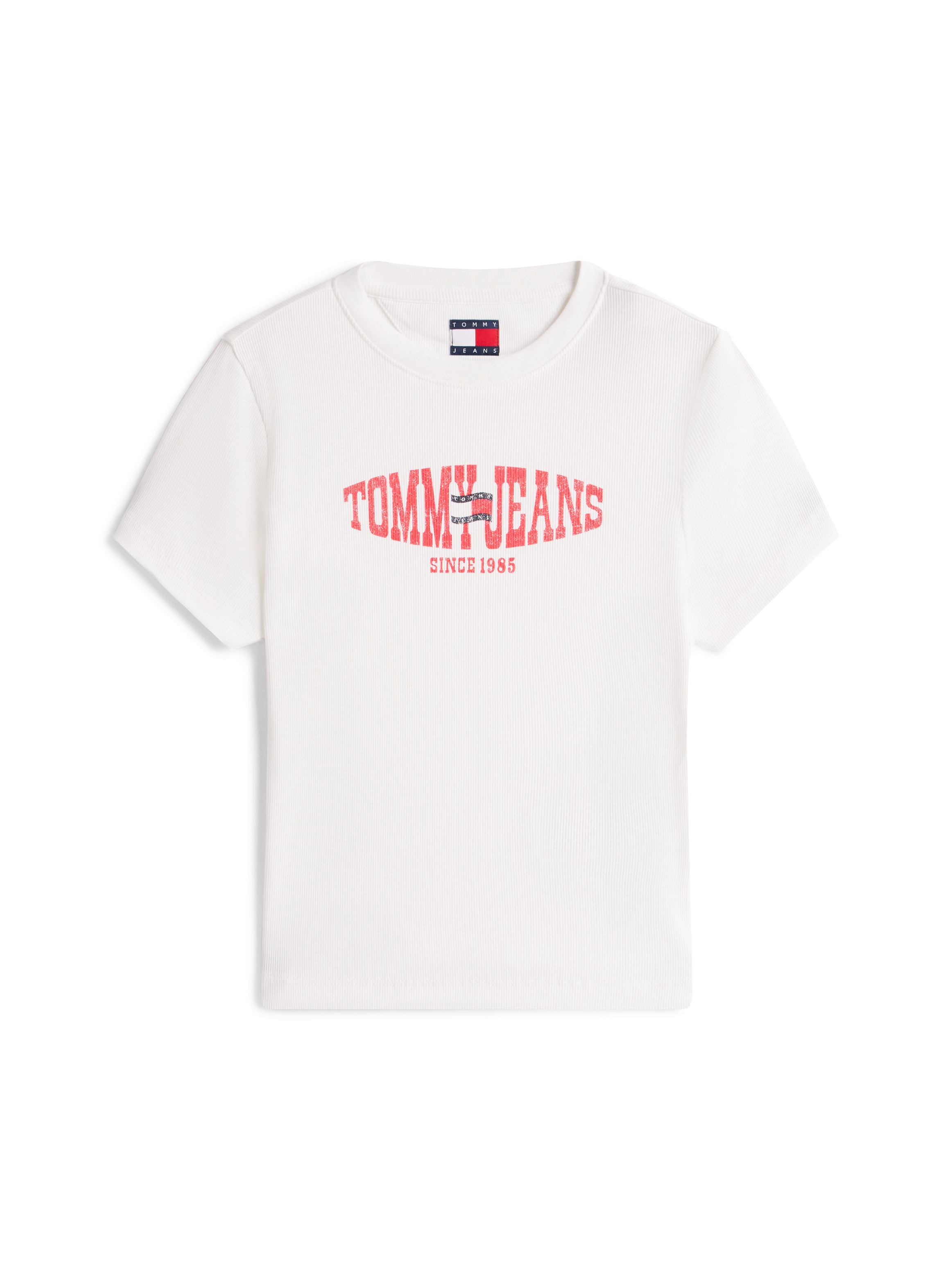 Tommy Jeans Kurzarmshirt »TJW SLIM SHORT WAVY FLAG SS TEE« mit Logoprint