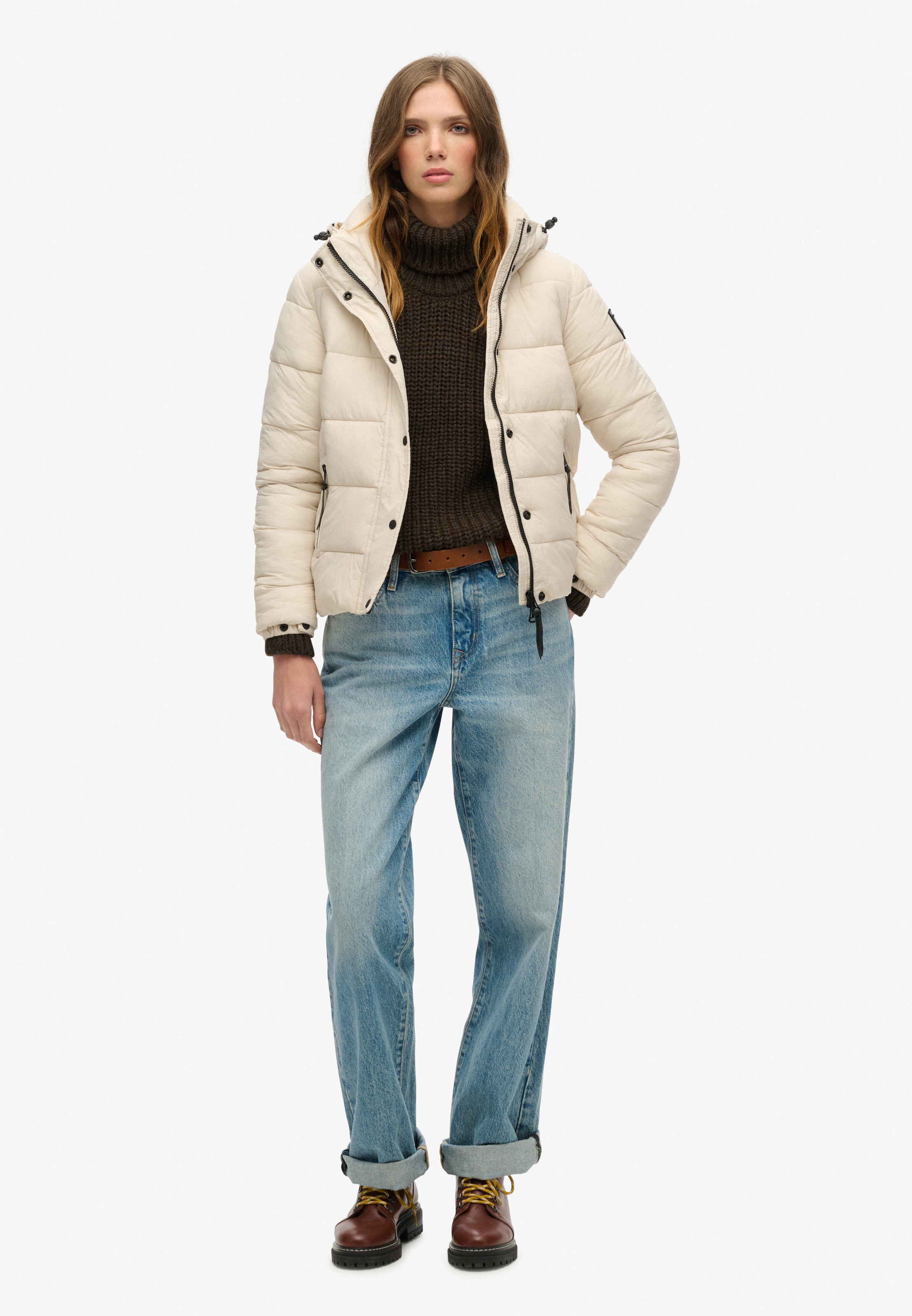Superdry Steppjacke »FAUX FUR SHORT HOOD PUFFER«, mit Kapuze