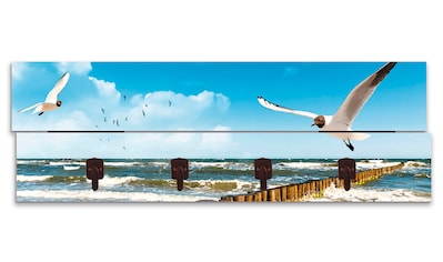Artland Garderobenleiste »Ostsee«, platzsparende Wandgarderobe aus Holz mit 4 Haken,... kaufen