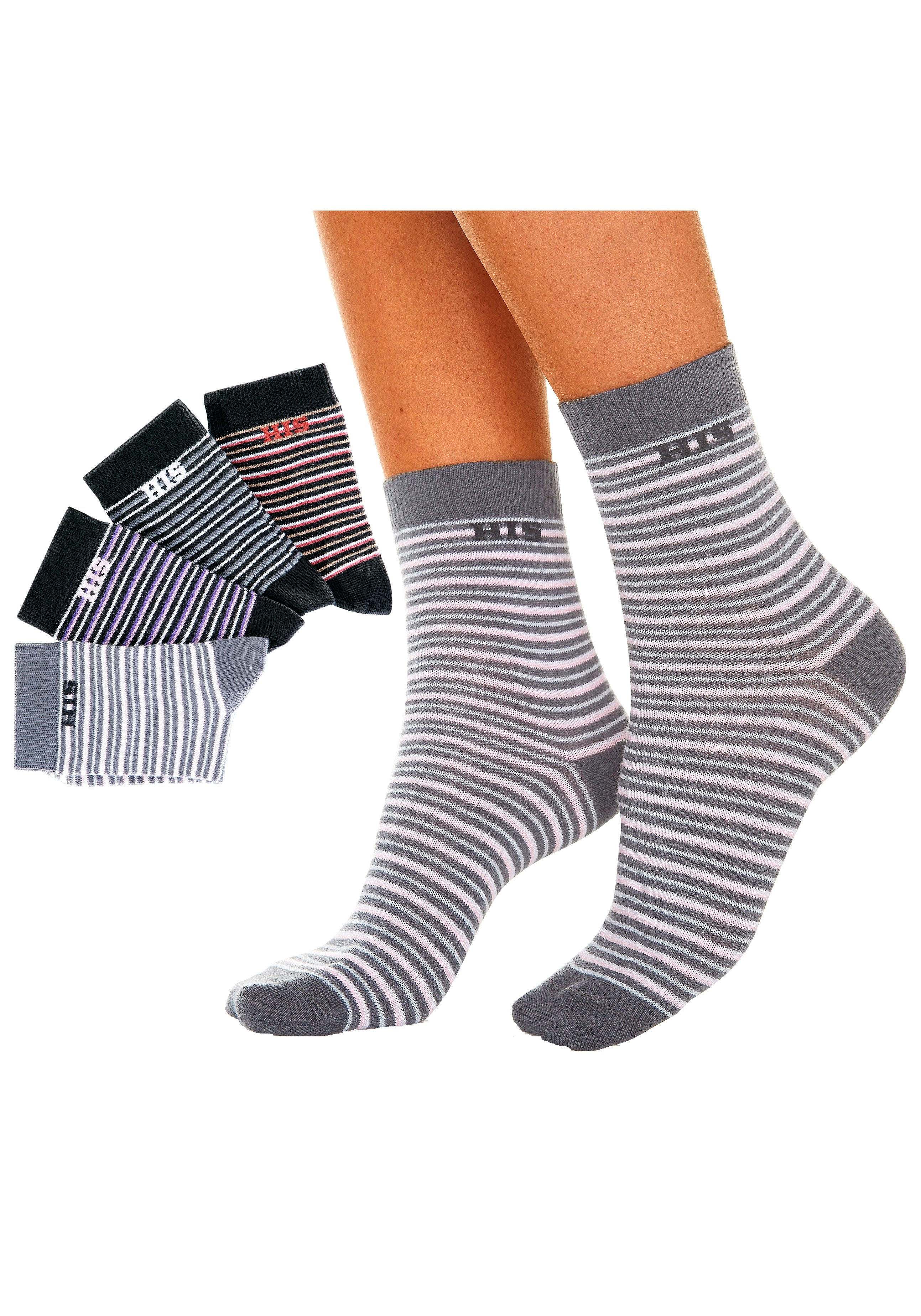 Thumbnail - H.I.S Basicsocken Packung, 4 Stk. tlg. mit eingestricktem Markenlogo