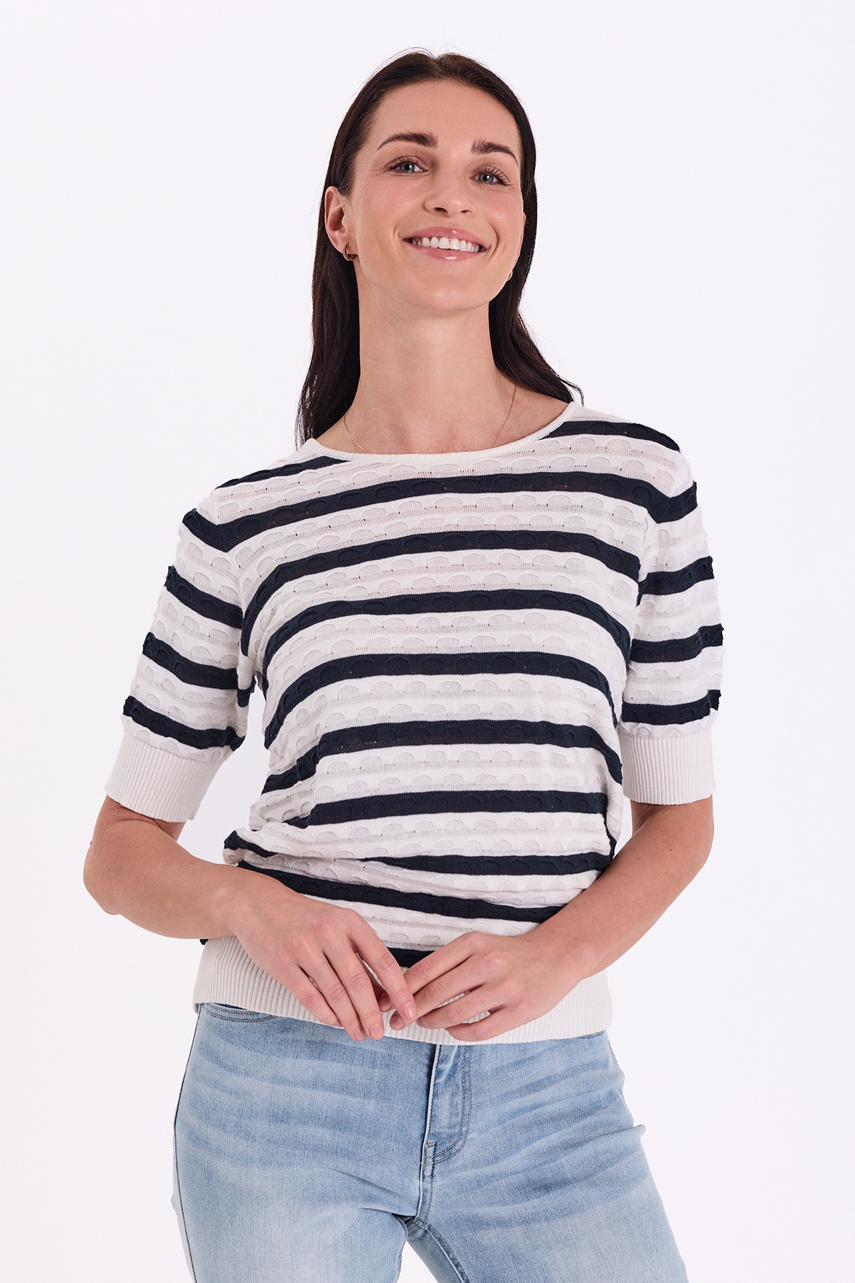 FREEQUENT Strickpullover "FQDODO-PULLOVER" bequeme Passform, gestreifte Opt günstig online kaufen