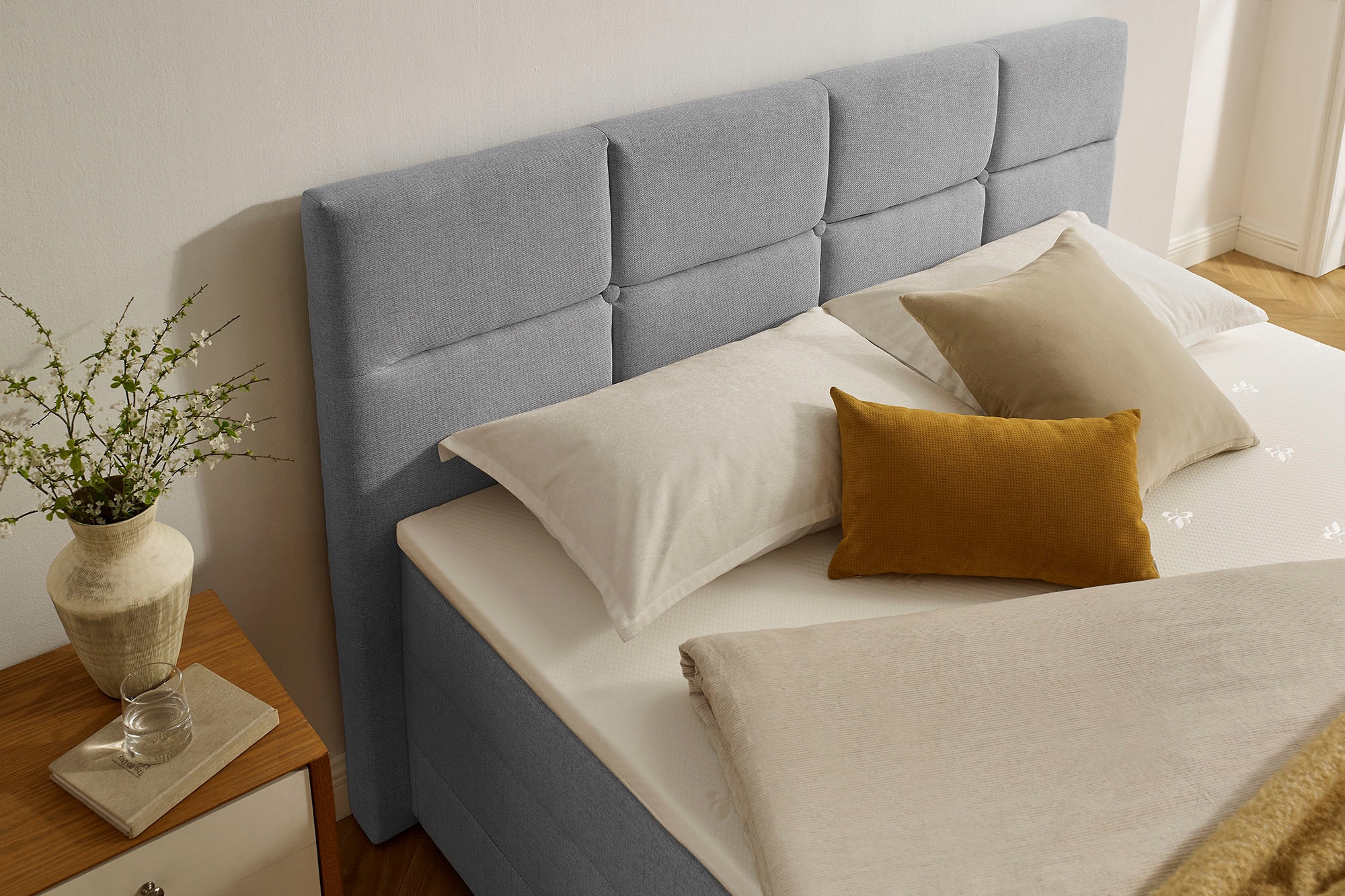 INOSIGN Boxbett »Fillmore inkl. Bettkasten, Liegefläche 180x200 cm, in Boxspring-Optik«, inkl. Topper, erhältlich in verschiedenen Farben