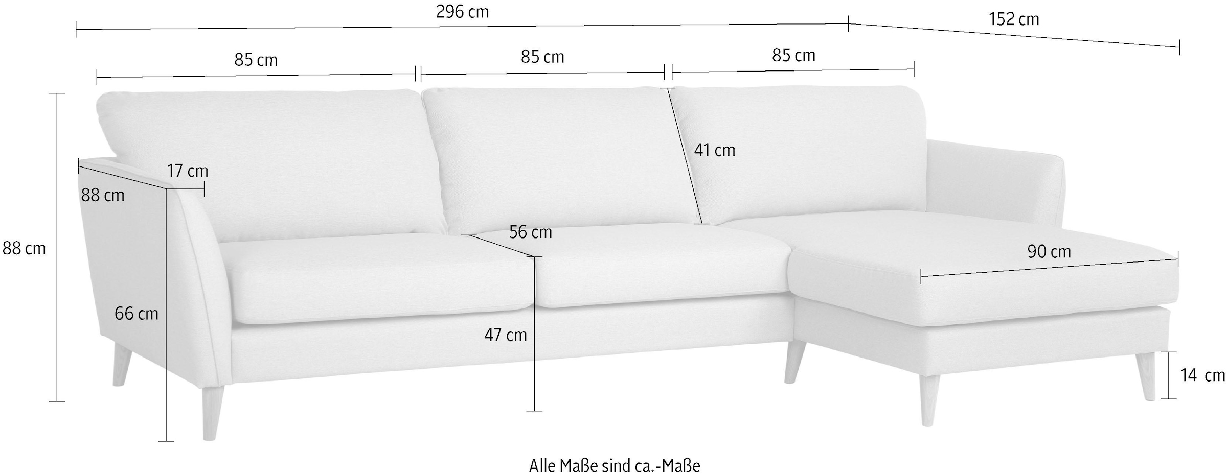 Home affaire Ecksofa »Meersburg, L-Form,«, mit Holzfüßen