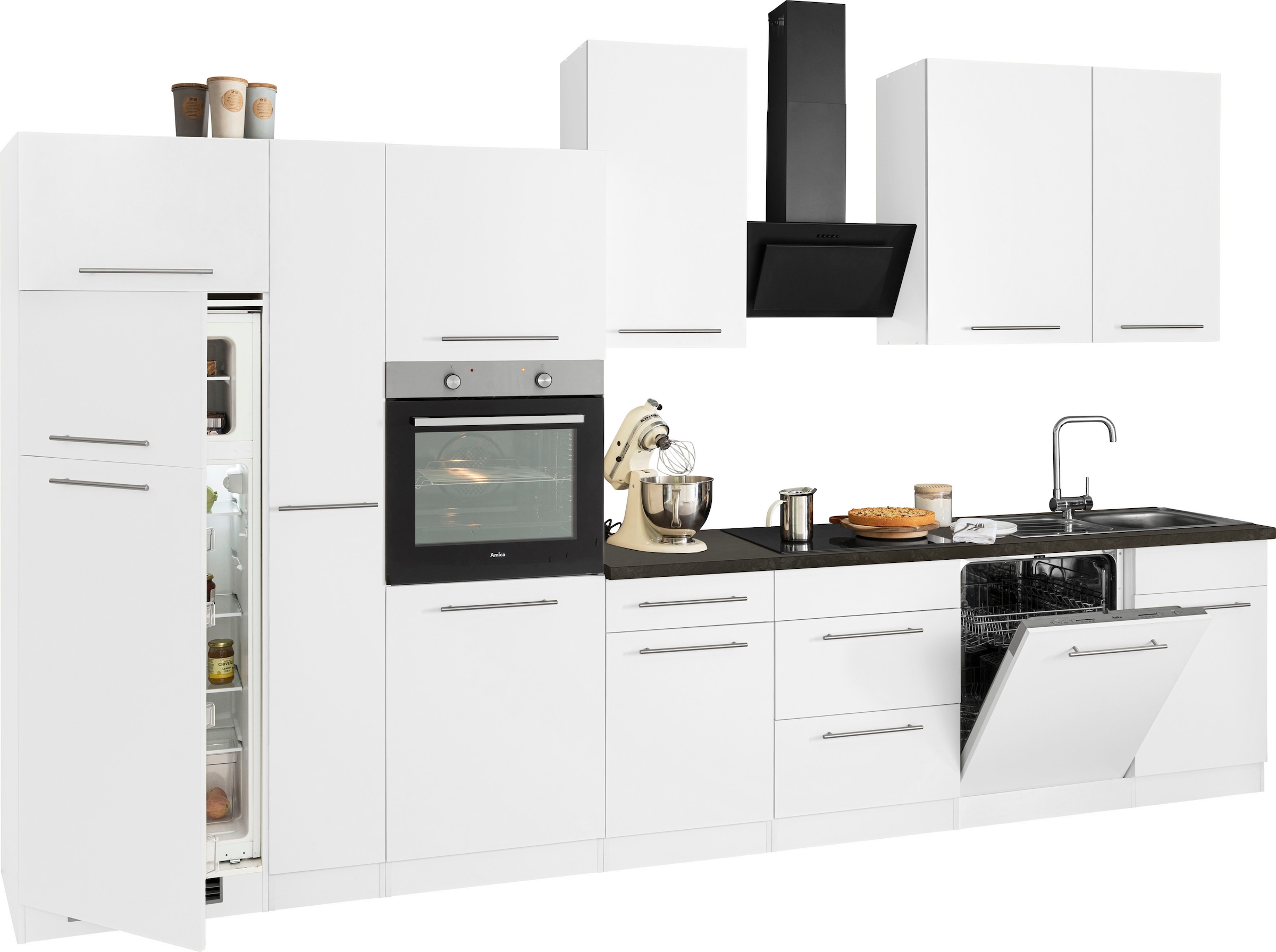 wiho Küchen Küchenzeile »Unna«, mit E-Geräten, Breite 370 cm