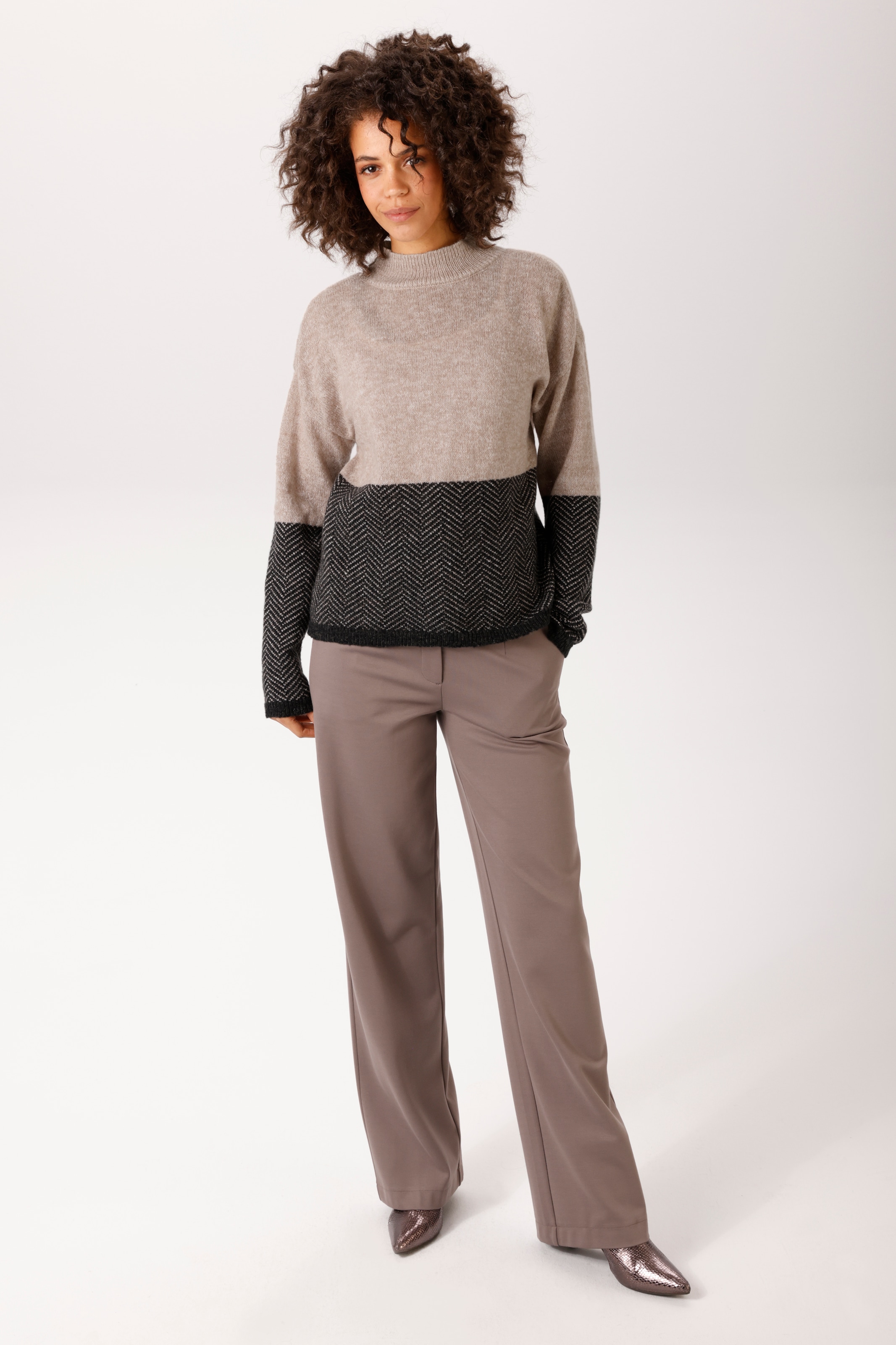 Aniston CASUAL Strickpullover im Colorblocking und Muster-Mix - NEUE KOLLEKTION