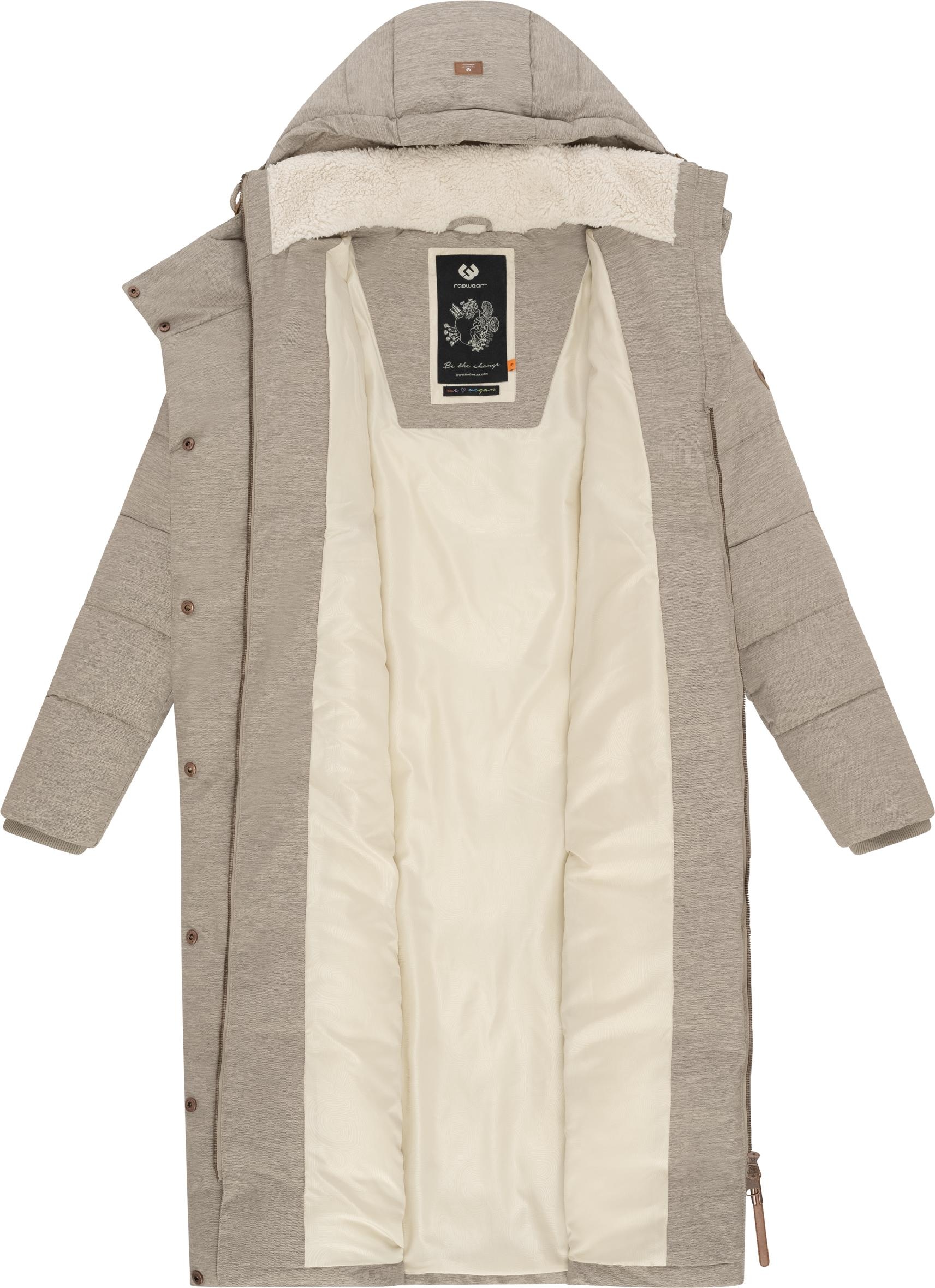 Ragwear Wintermantel »Pavla Long«, extralanger Winterparka mit Teddyfutter und Kapuze