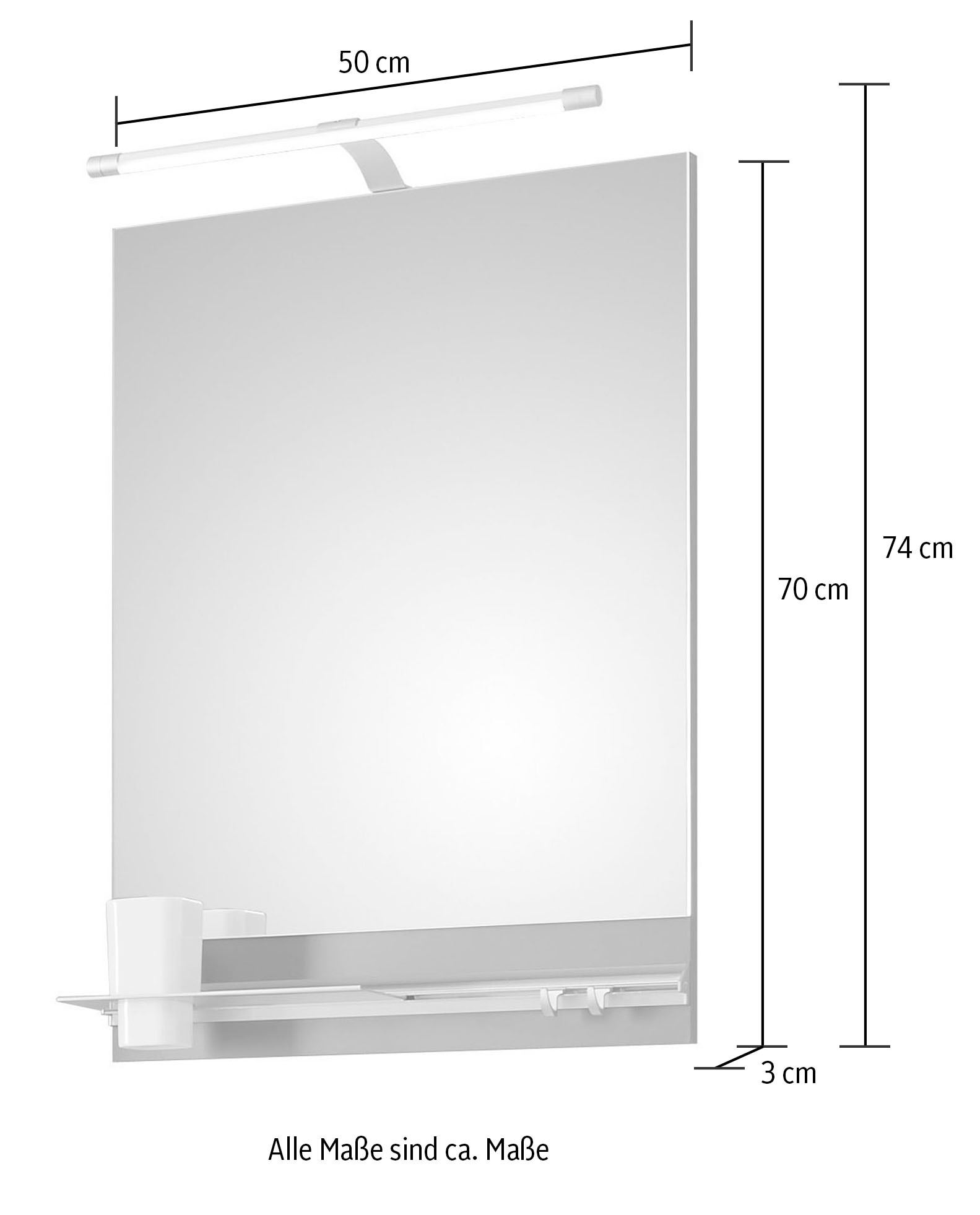Saphir Badmöbel-Set »Quickset 3-teilig, Waschbeckenunterschrank mit LED-Spiegel«, (6 St.), mit Midischrank, inkl. Türdämpfer, 2 Türen, 1 Nische, 1 Schublade