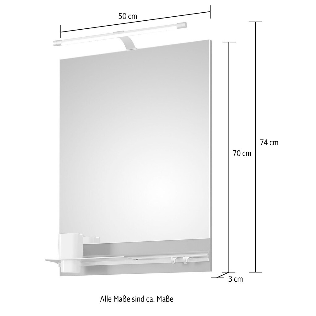 Saphir Badmöbel-Set »Quickset 3-teilig, Waschbeckenunterschrank mit LED-Spiegel«, (6 St.)