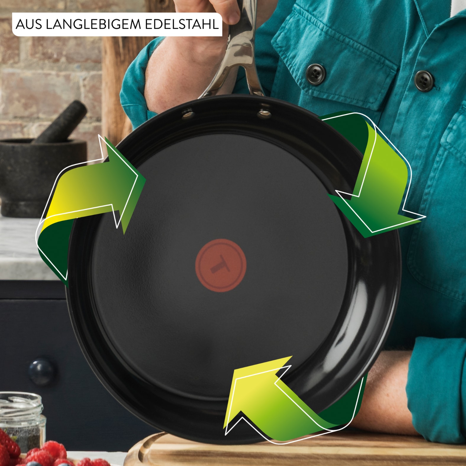 Tefal Bratpfanne »Jamie Oliver Smart Cook« Edelstahl Set, 2 tlg. Antihaftbeschichtete Keramikoberfläche, Thermo-Spot, Induktion